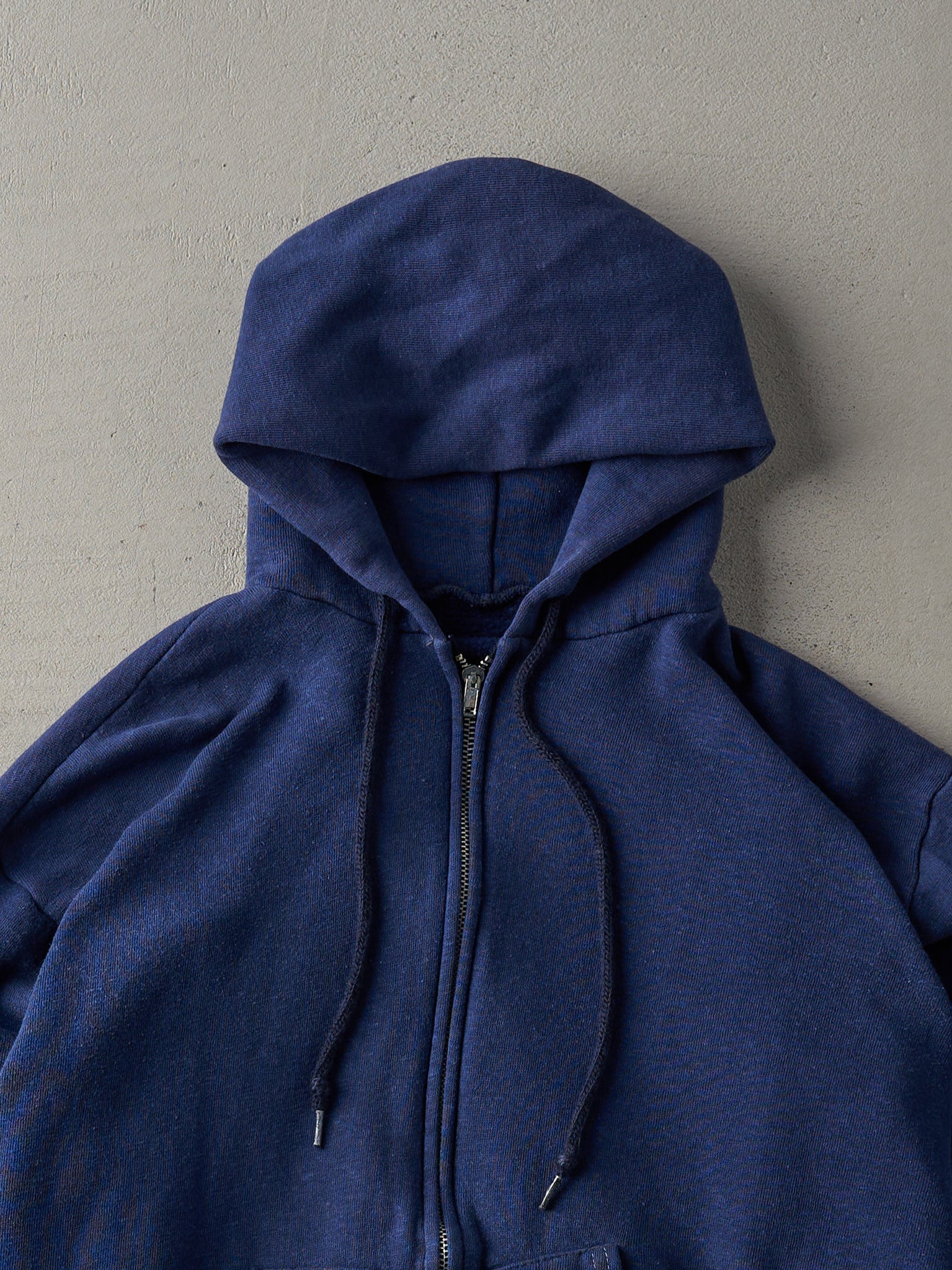 Vintage 80s Navy Blue Blank Zip Up Hoodie (M)