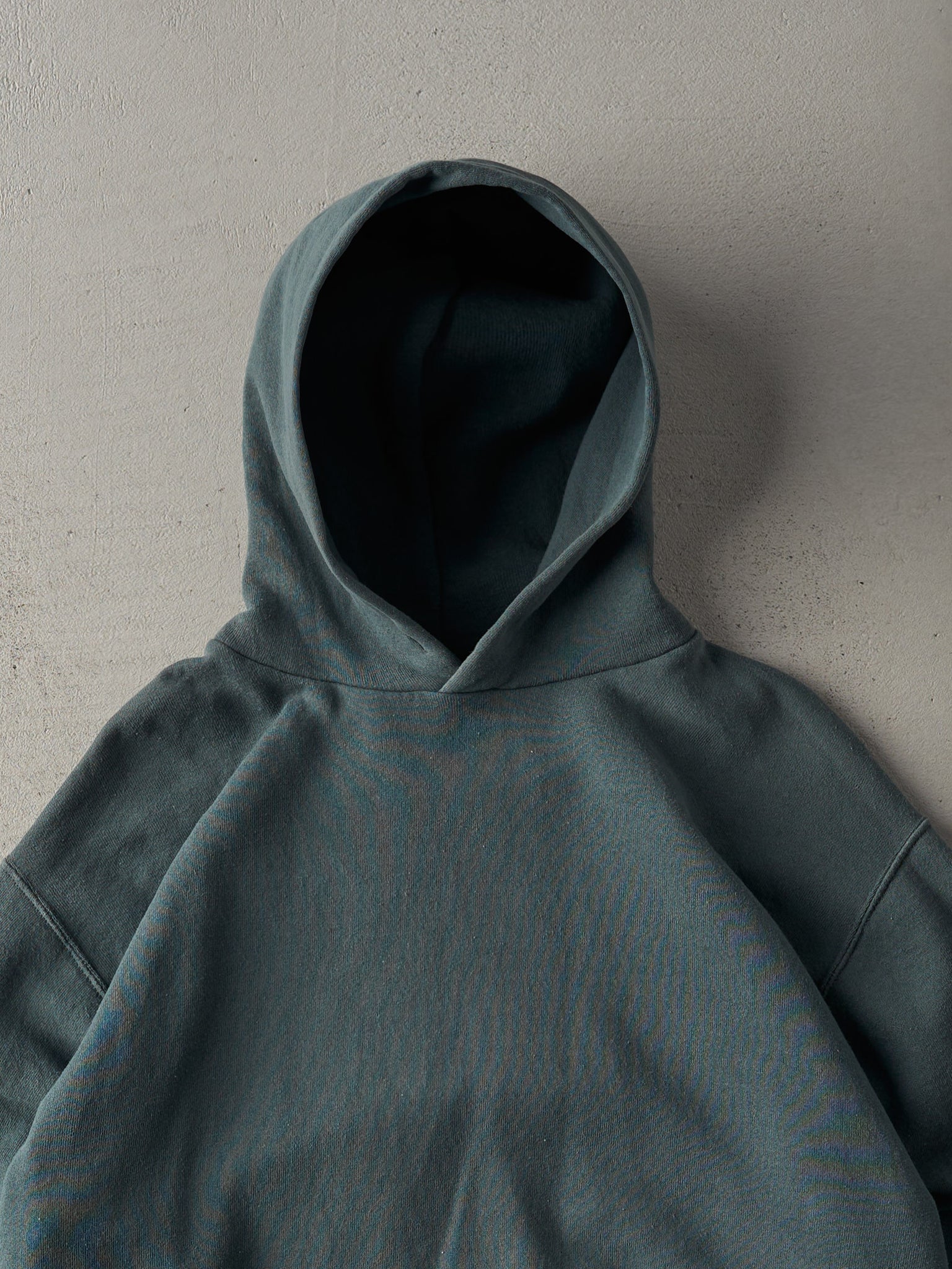 Vintage 90s Charcoal Grey/Green Russell Athletics Blank Hoodie (M)