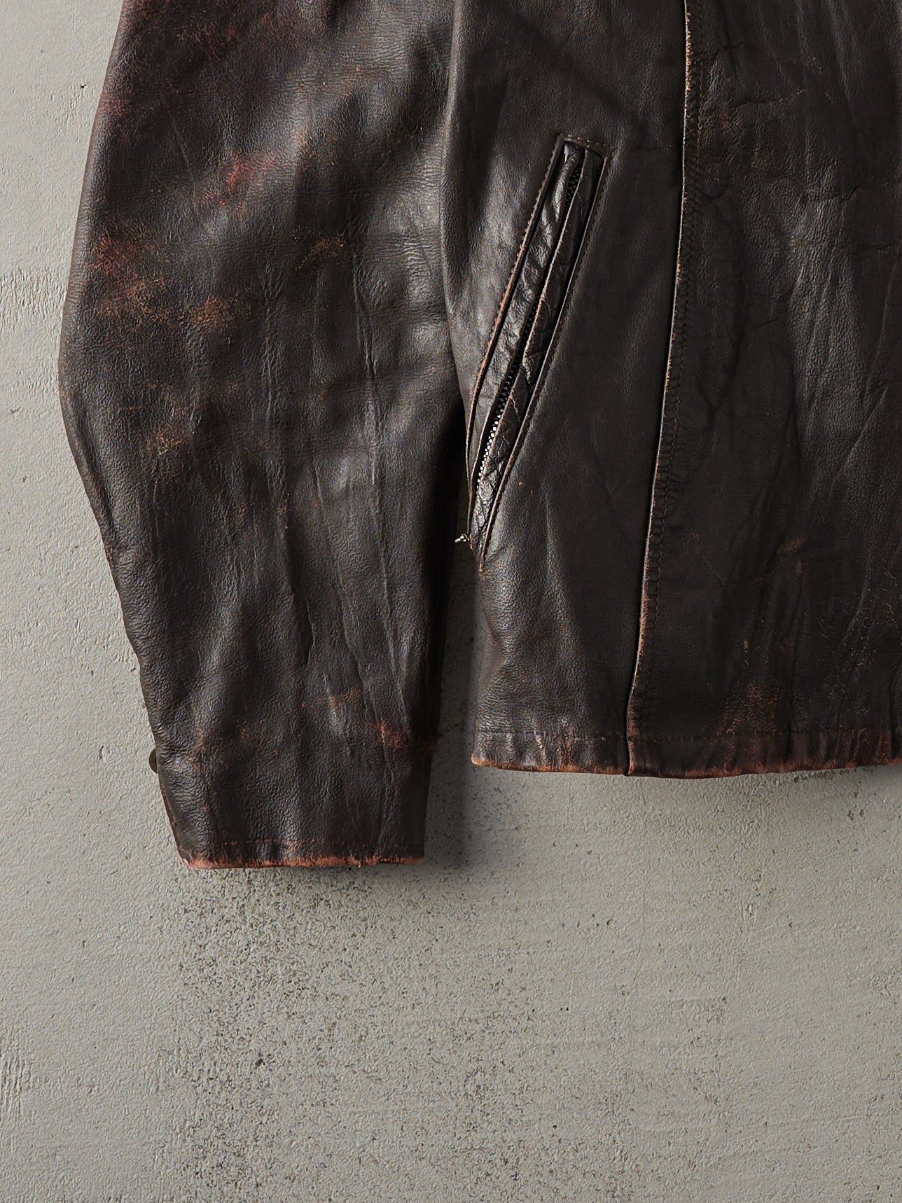 Vintage 70s Chocolate Brown Leather Biker Jacket (S)