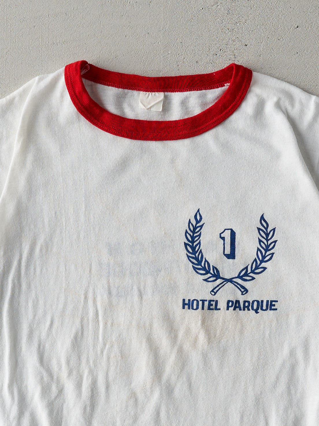 Vintage 80s White and Red Hotel Parque Ringer Tee (S)