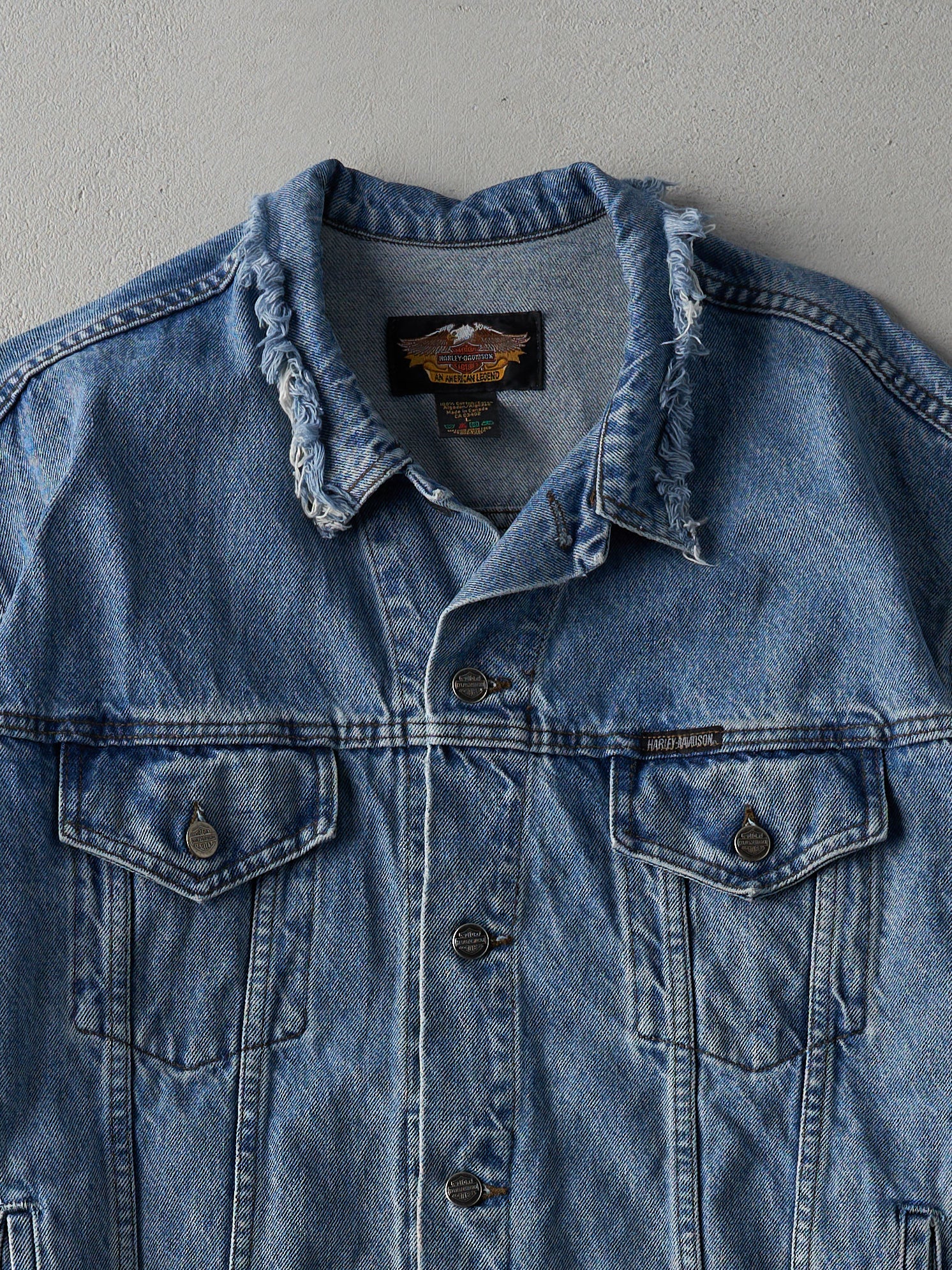 Vintage 90s Light Wash Harley Davidson Denim Jacket (L)