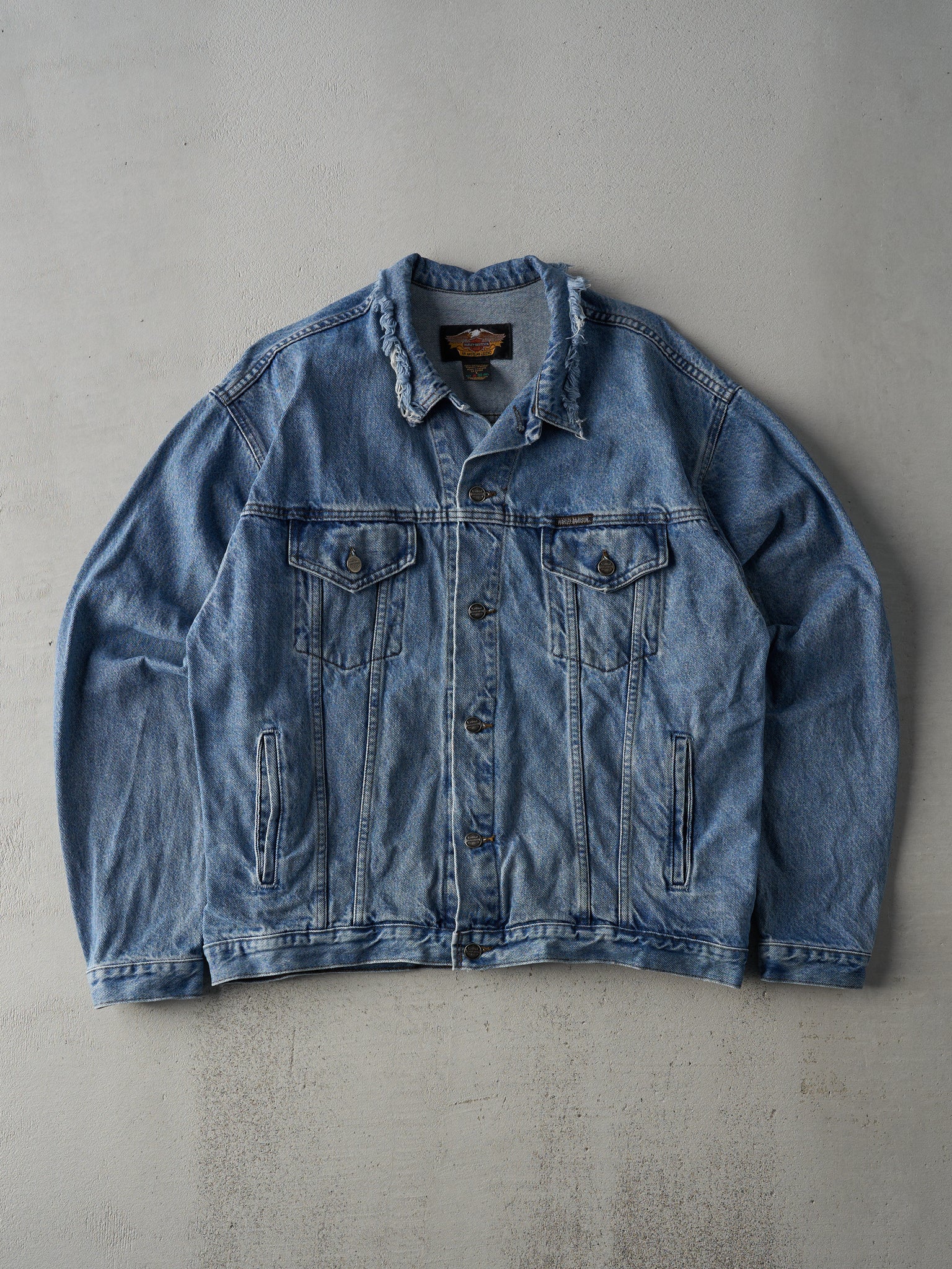 Vintage 90s Light Wash Harley Davidson Denim Jacket (L)