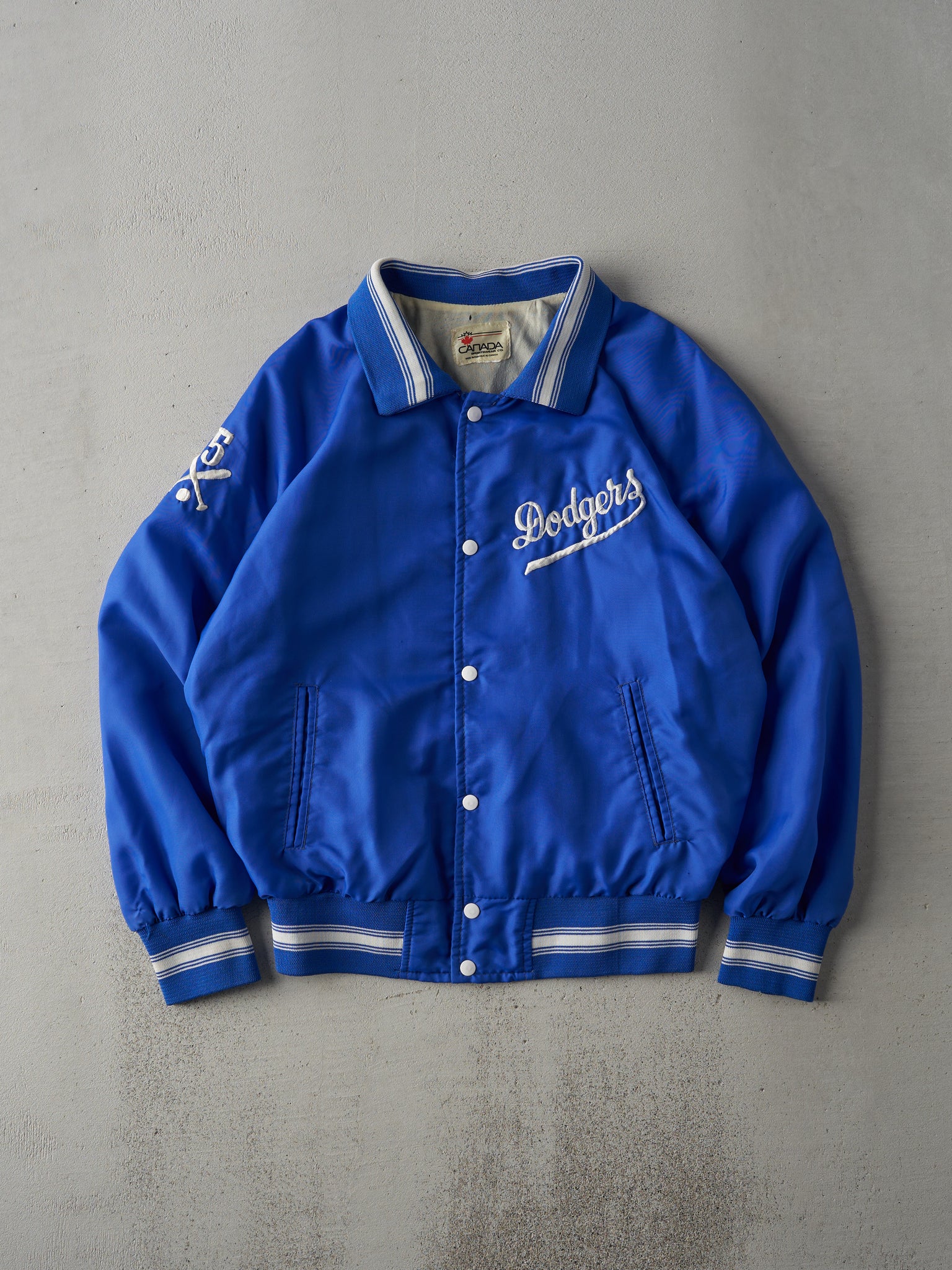 Vintage 80s Blue LA Dodgers Nylon Bomber Jacket (M)