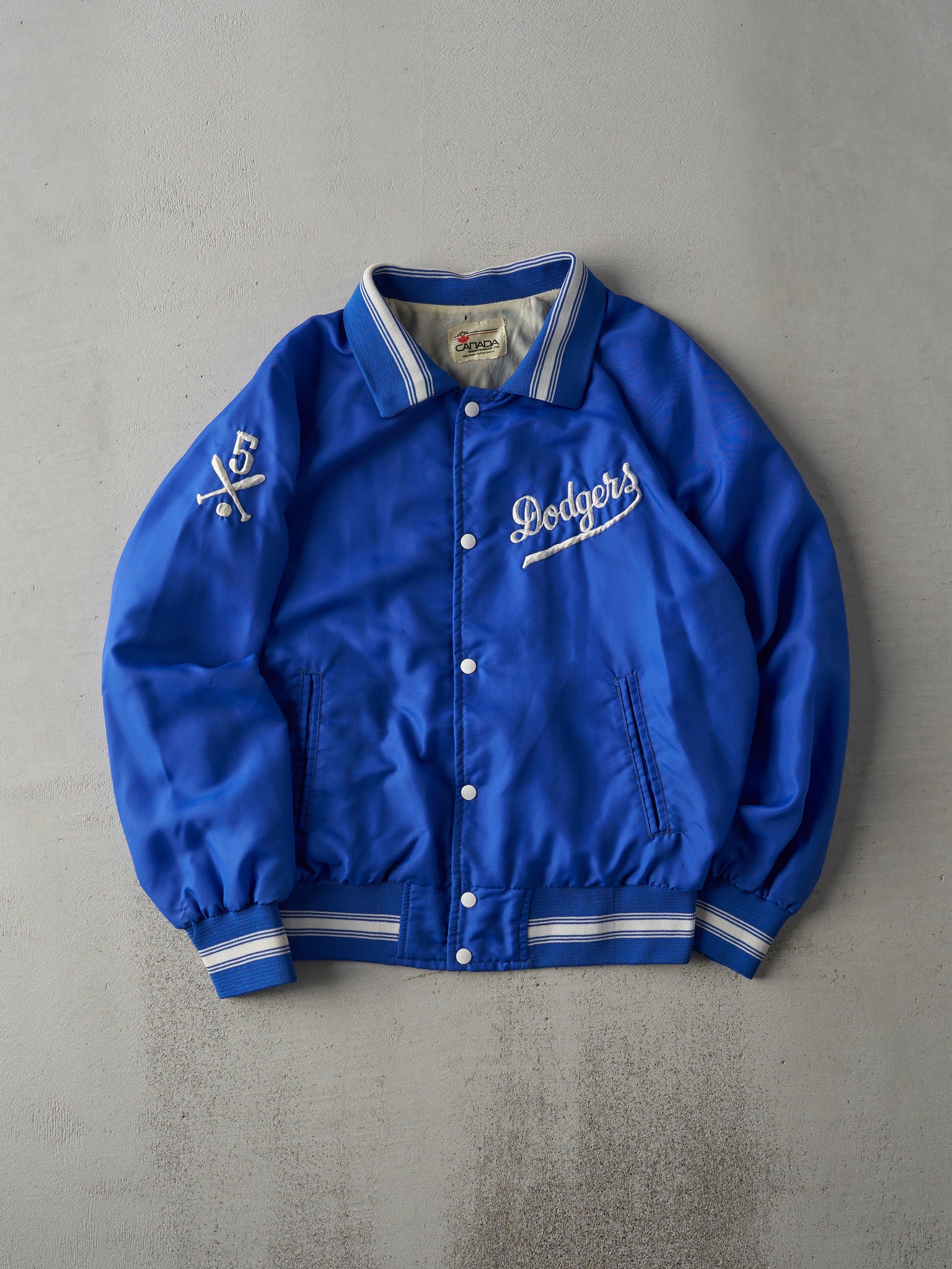 Vintage 80s Blue LA Dodgers Nylon Bomber Jacket (M)