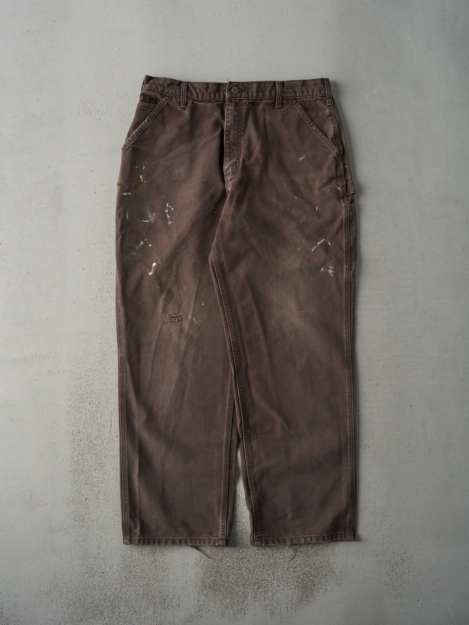 Vintage Y2K Chocolate Brown Dungaree Fit Carhartt Carpenter Pants(34x30.5)