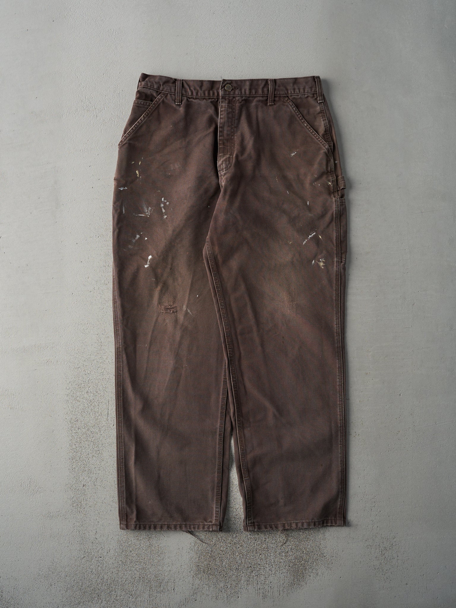 Vintage Y2K Chocolate Brown Dungaree Fit Carhartt Carpenter Pants(34x30.5)