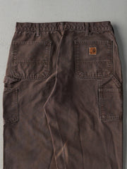 Vintage Y2K Chocolate Brown Dungaree Fit Carhartt Carpenter Pants(34x30.5)