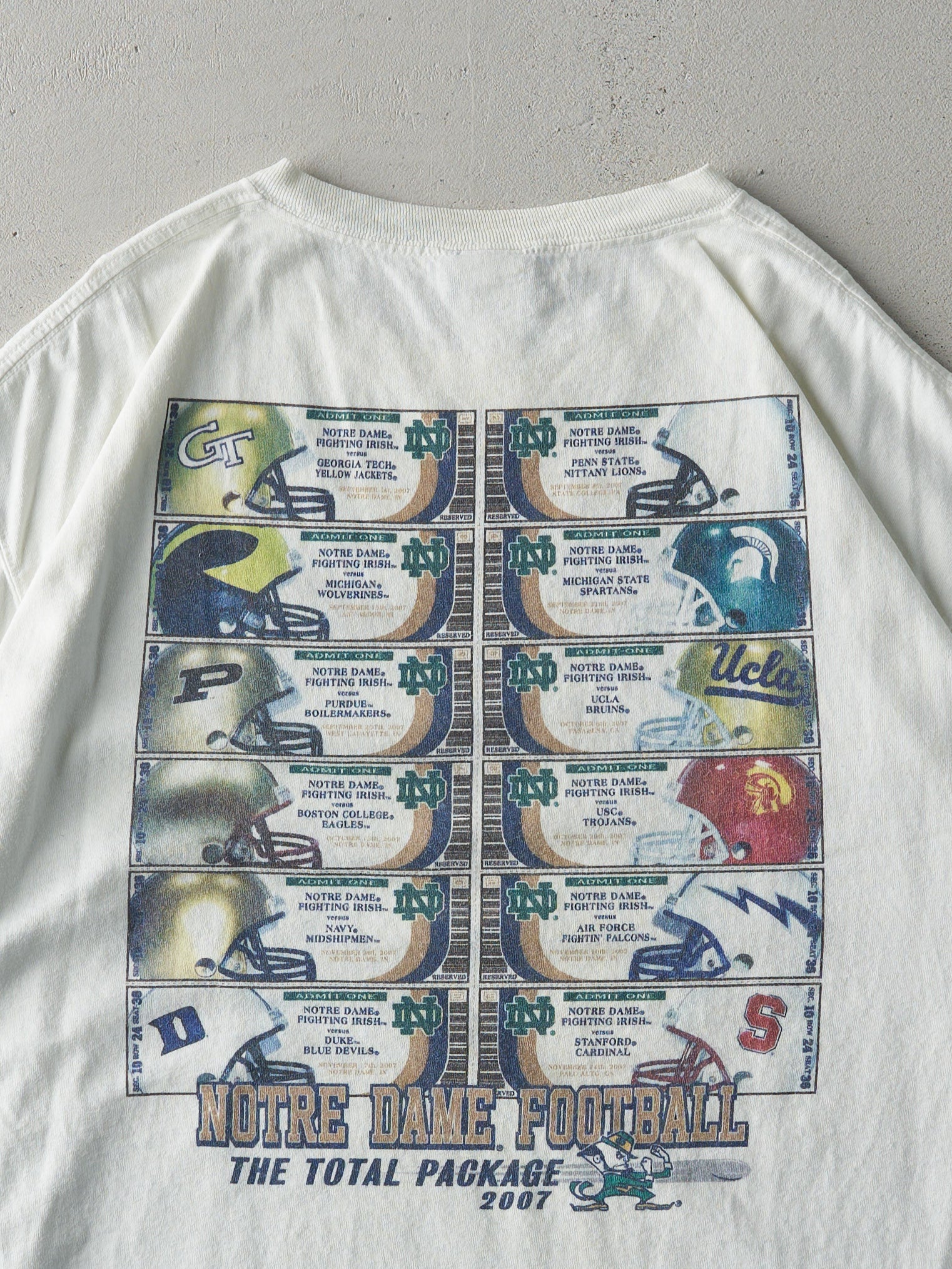 Vintage 07' White Notre Dame Fighting Irish Football Tee (L)