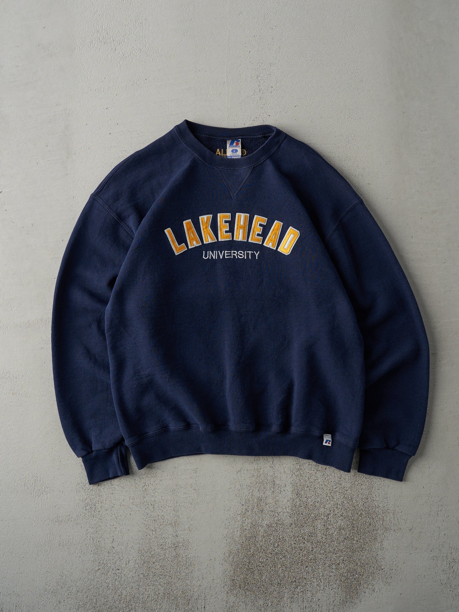 Vintage Y2K Navy Blue Lakehead University Russell Athletic Crewneck (M/L)