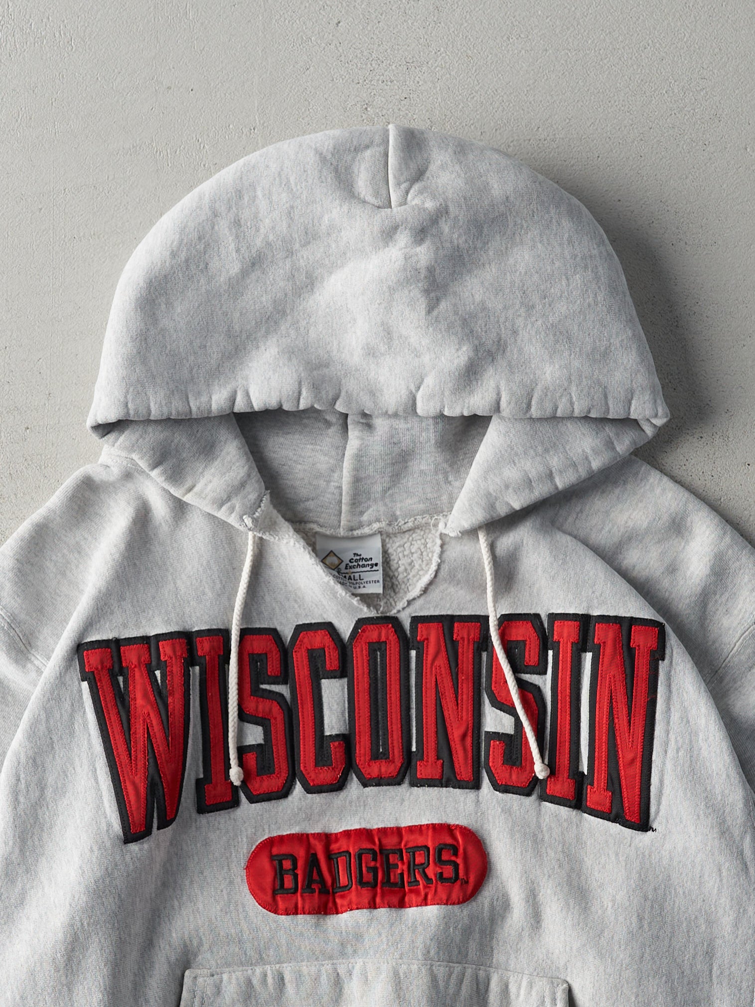 Vintage 90s Grey Wisconsin Badgers Boxy Hoodie (M)