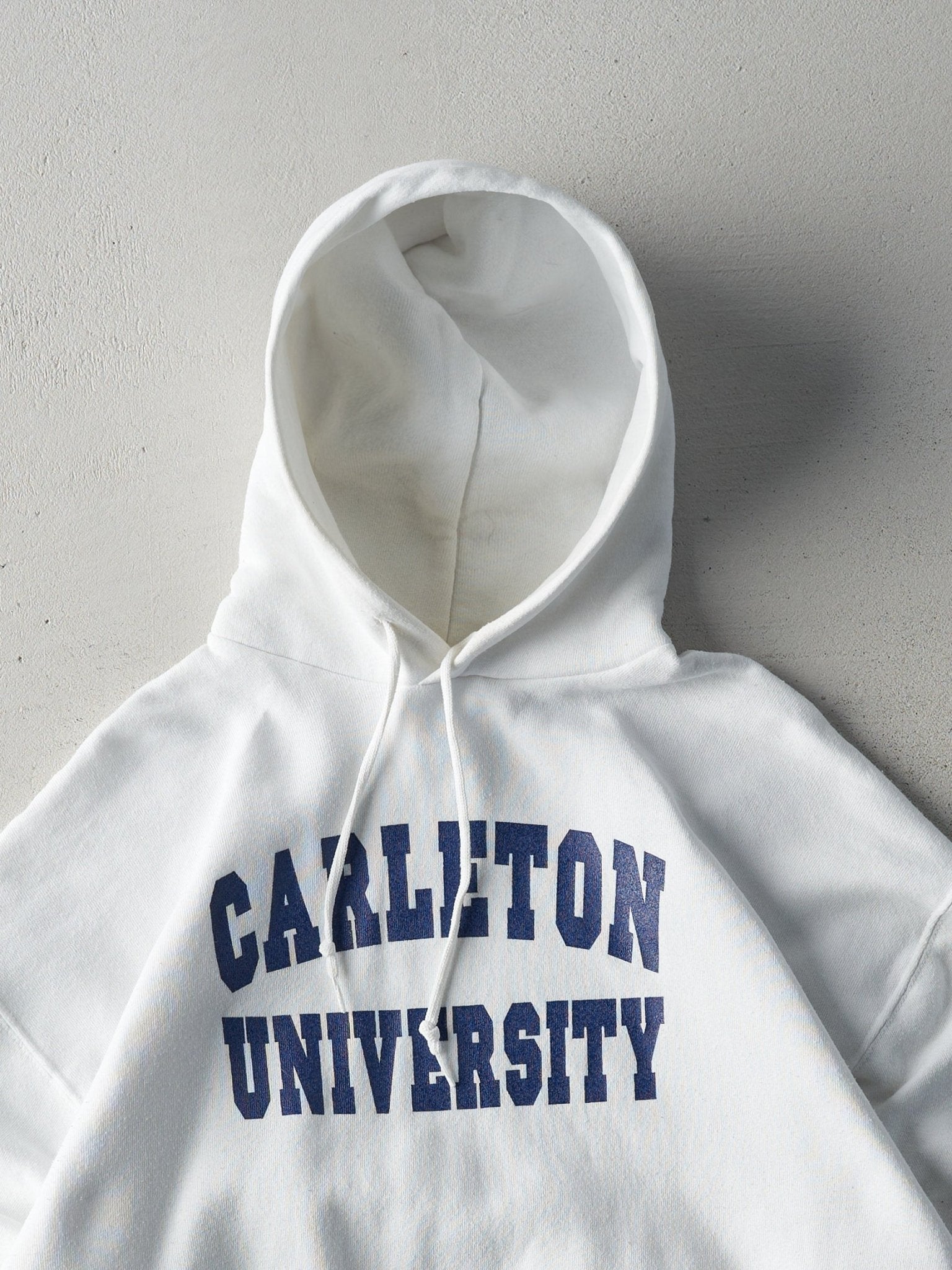 Vintage 90s White Carleton University Boxy Hoodie (M)