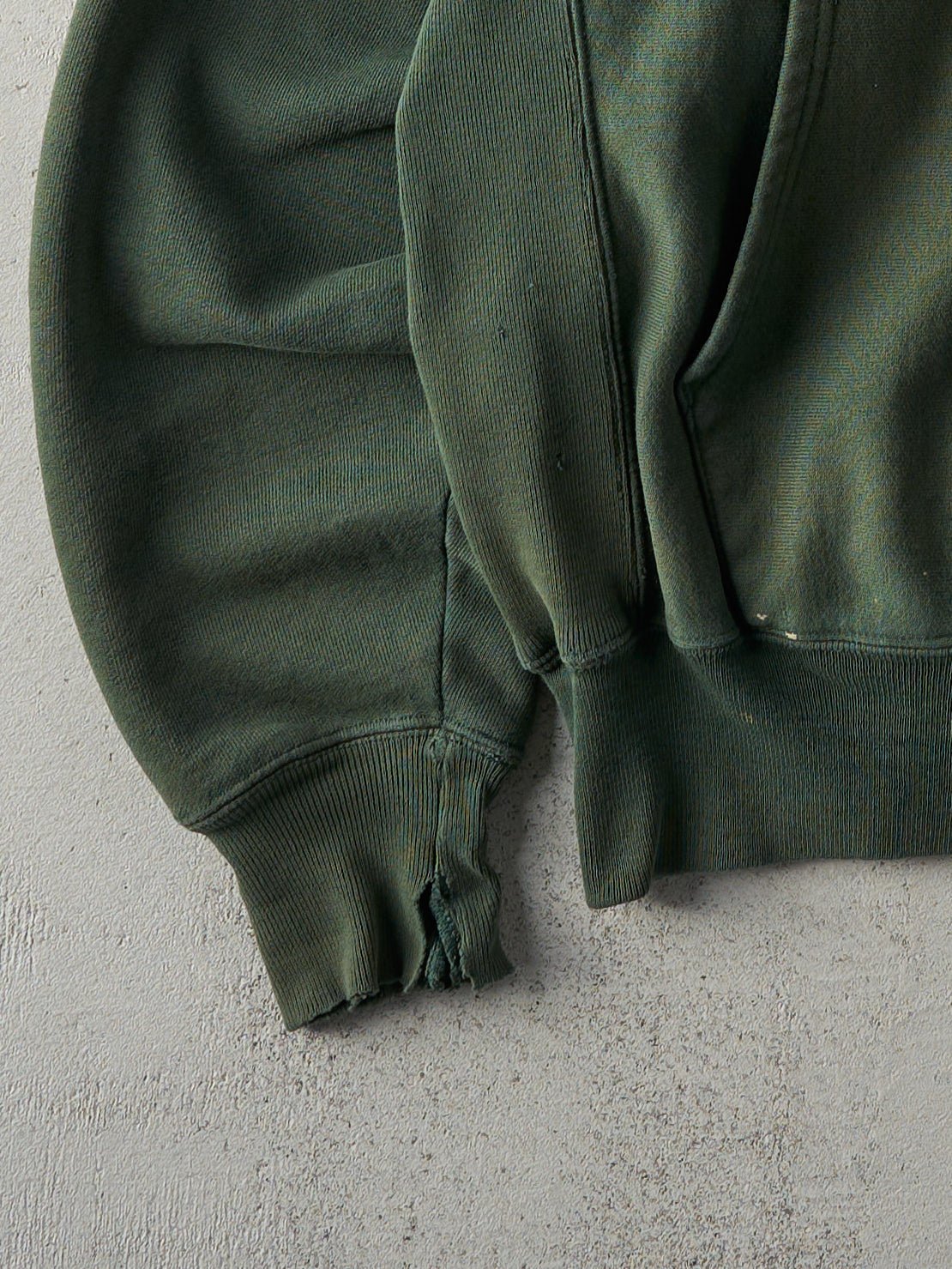 Vintage 90s Forest Green Sun Faded Mountain School Hoodie (L)