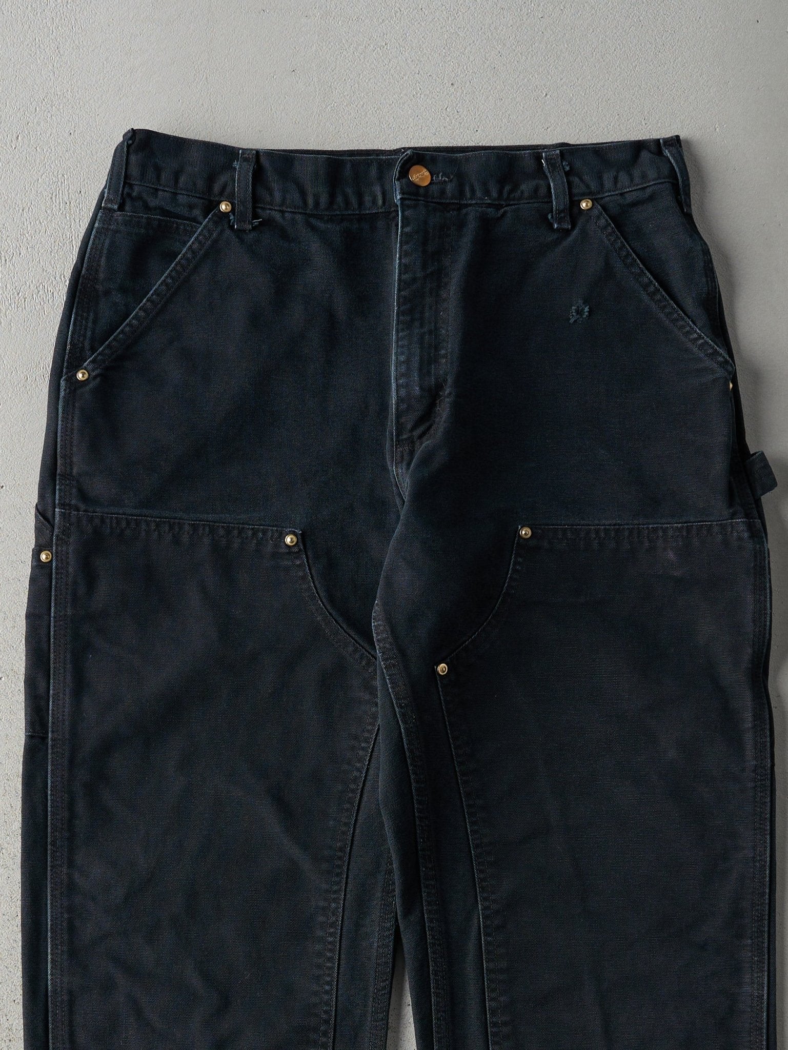 Vintage 90s Faded Black Original Fit Carhartt Double Knee Carpenter Pants (32.5x29)