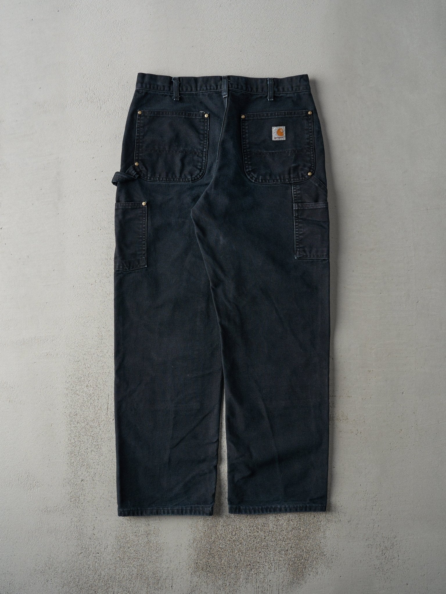 Vintage 90s Faded Black Original Fit Carhartt Double Knee Carpenter Pants (32.5x29)