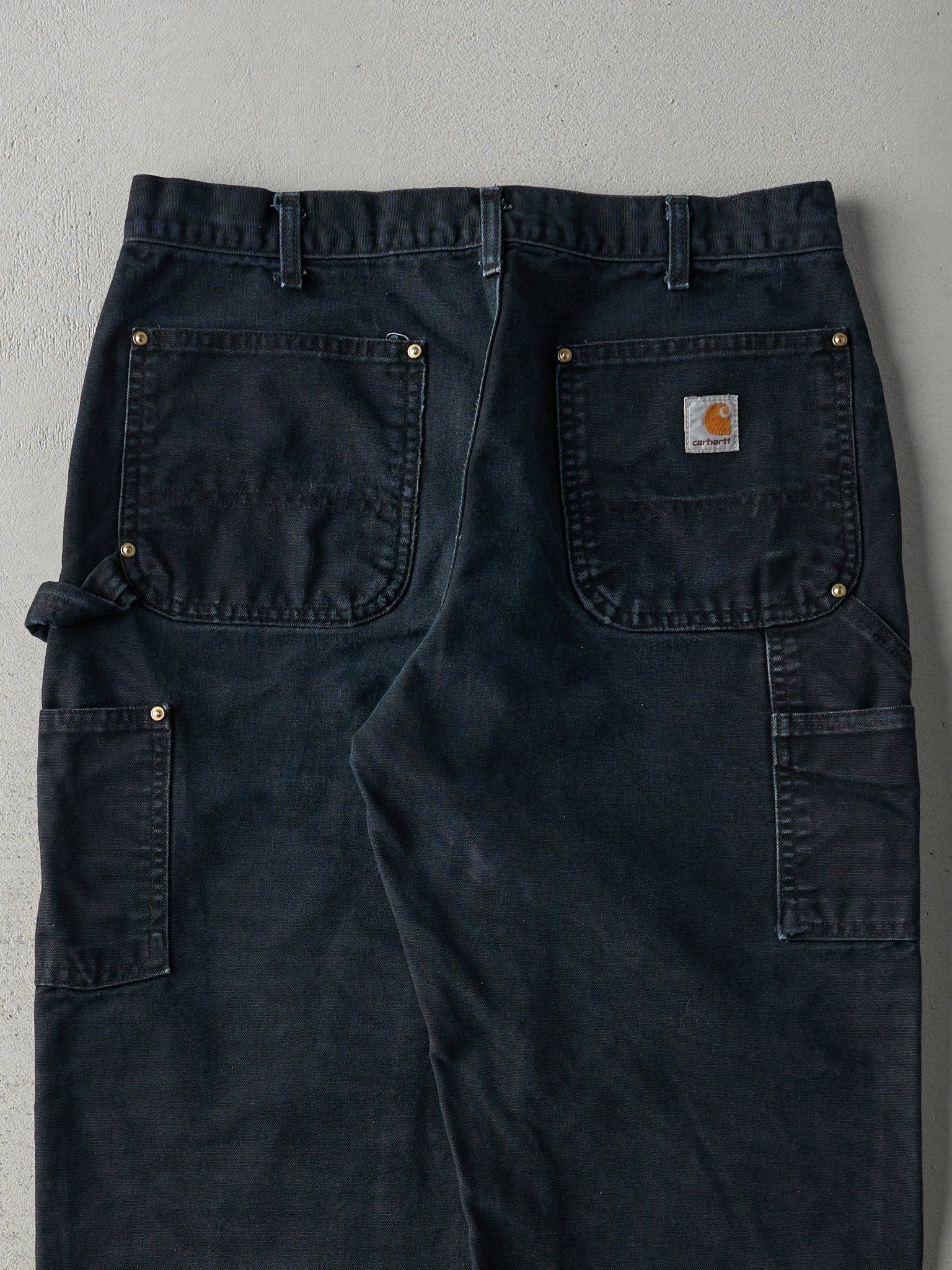 Vintage 90s Faded Black Original Fit Carhartt Double Knee Carpenter Pants (32.5x29)