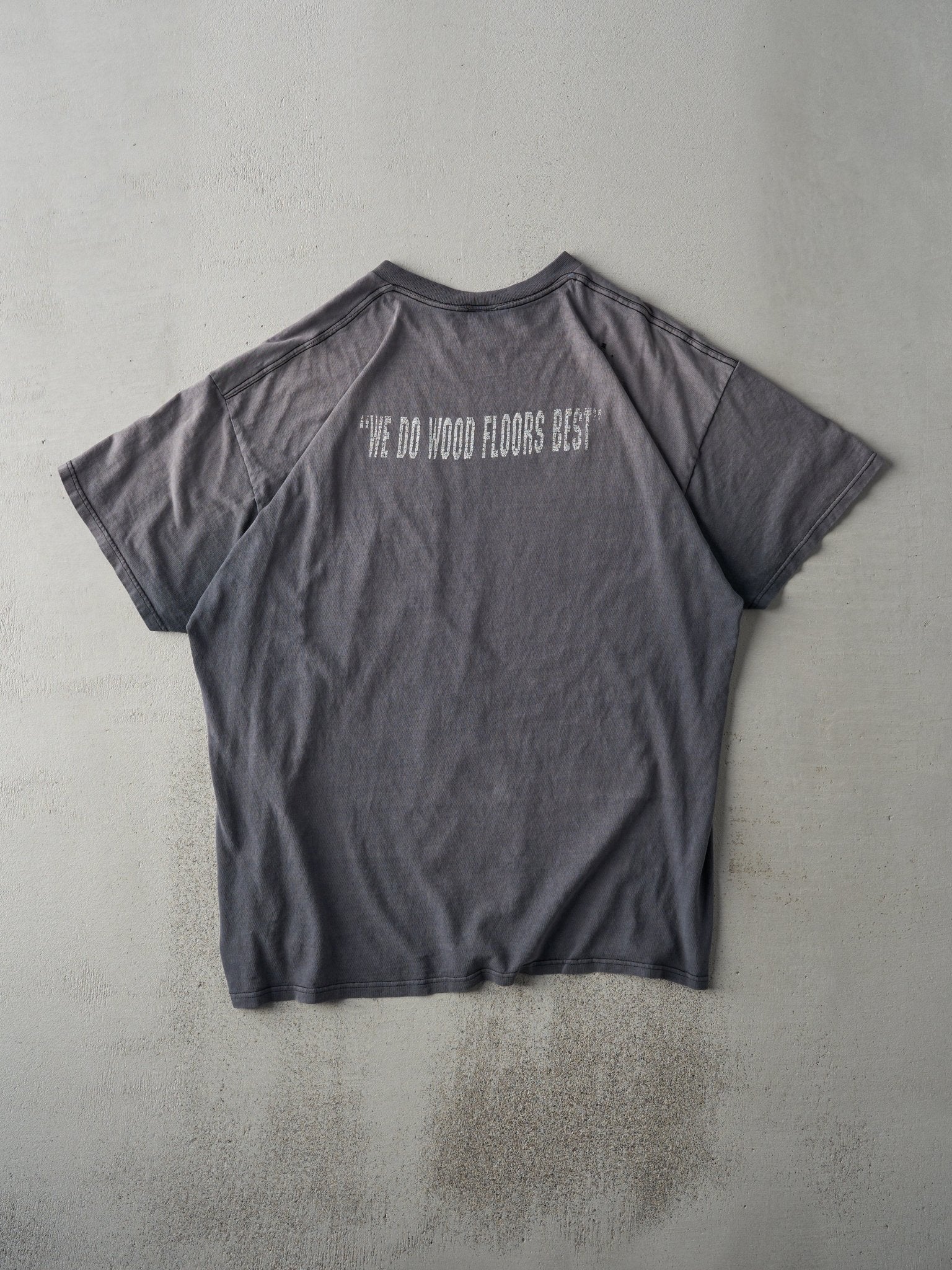 Vintage 90s Faded Black Engineered Flooring Systems Logo Tee (L/XL)