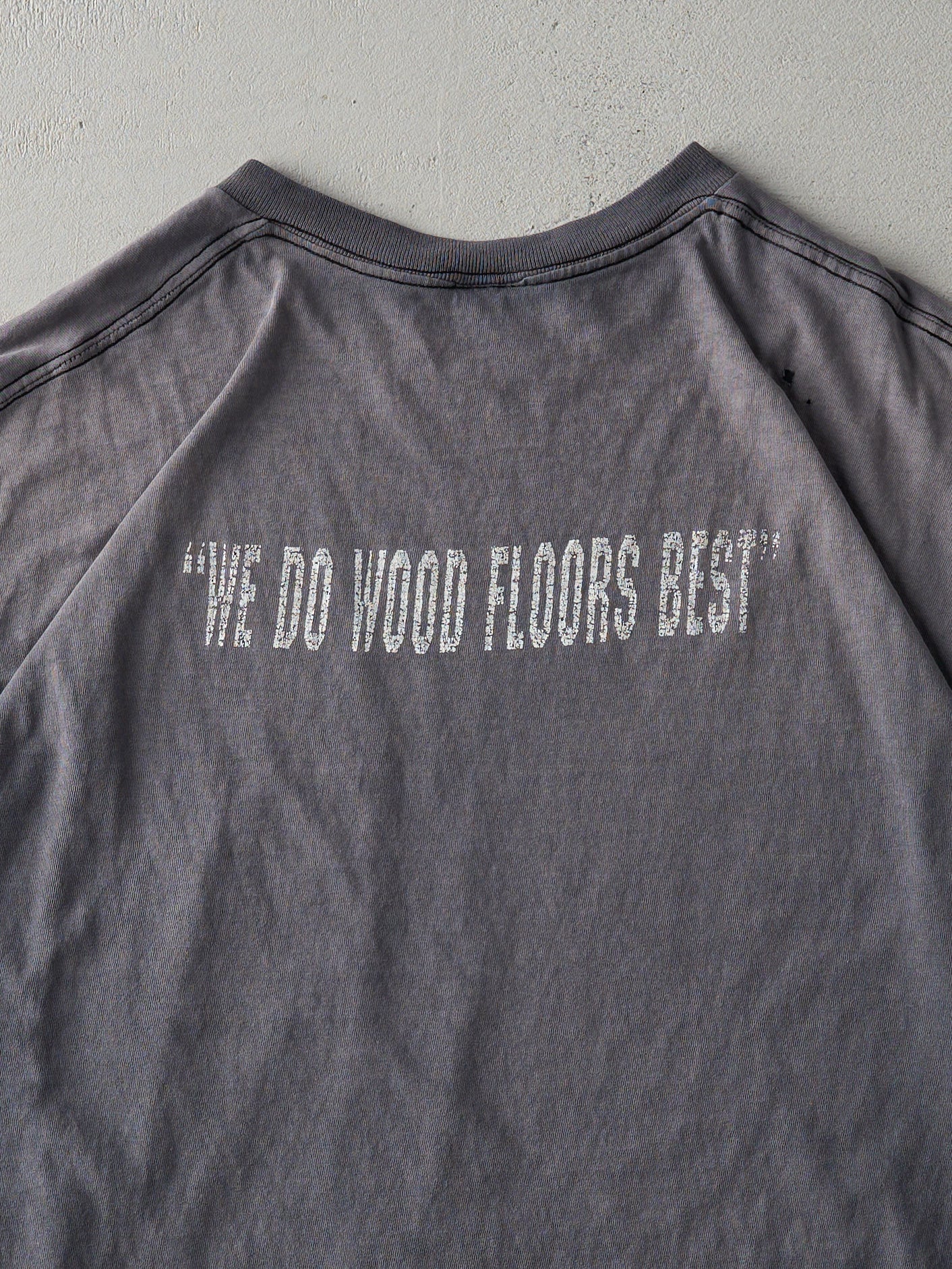 Vintage 90s Faded Black Engineered Flooring Systems Logo Tee (L/XL)