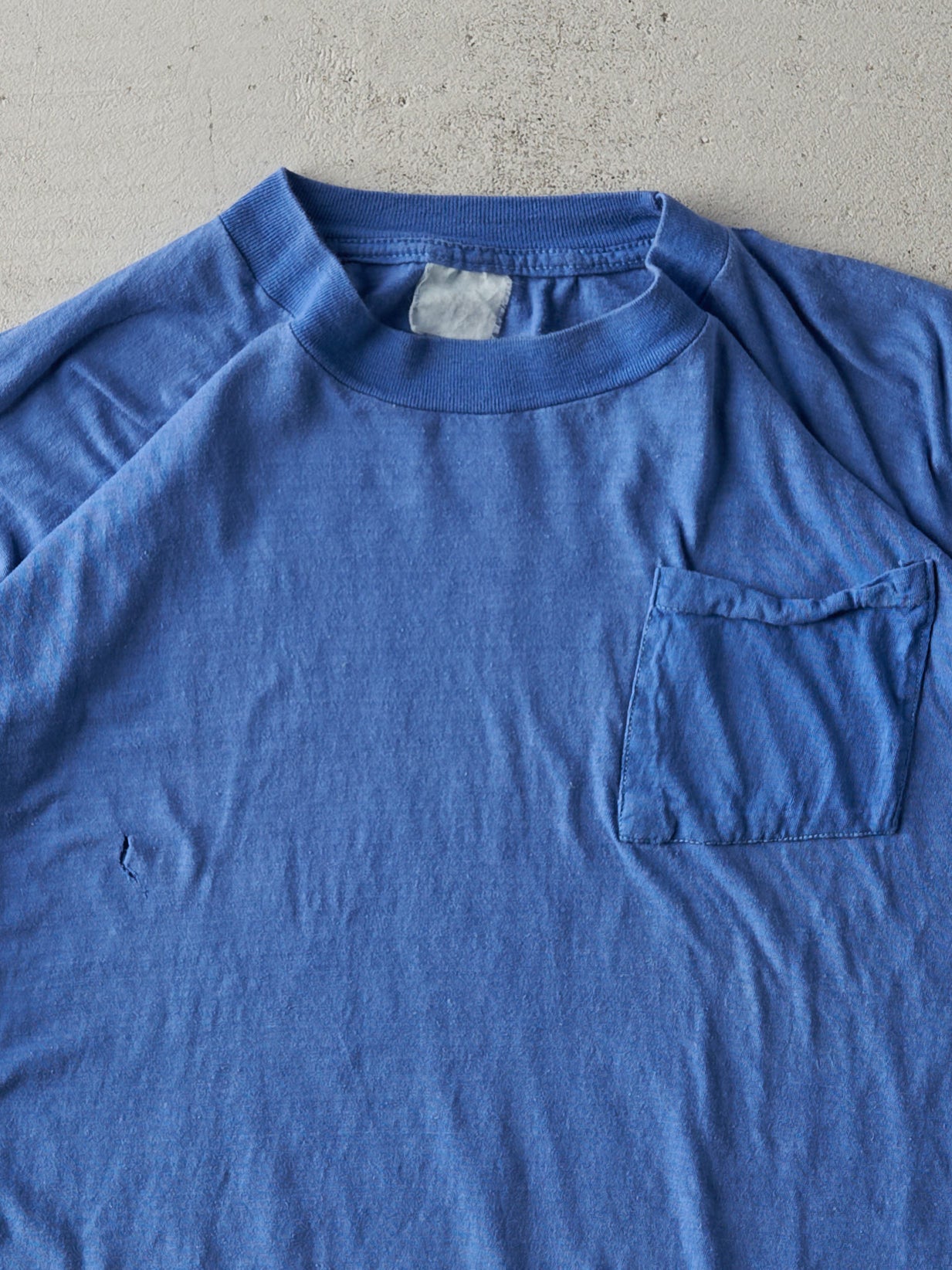 Vintage 90s Blue Blank Single Stitch Pocket Tee (M)