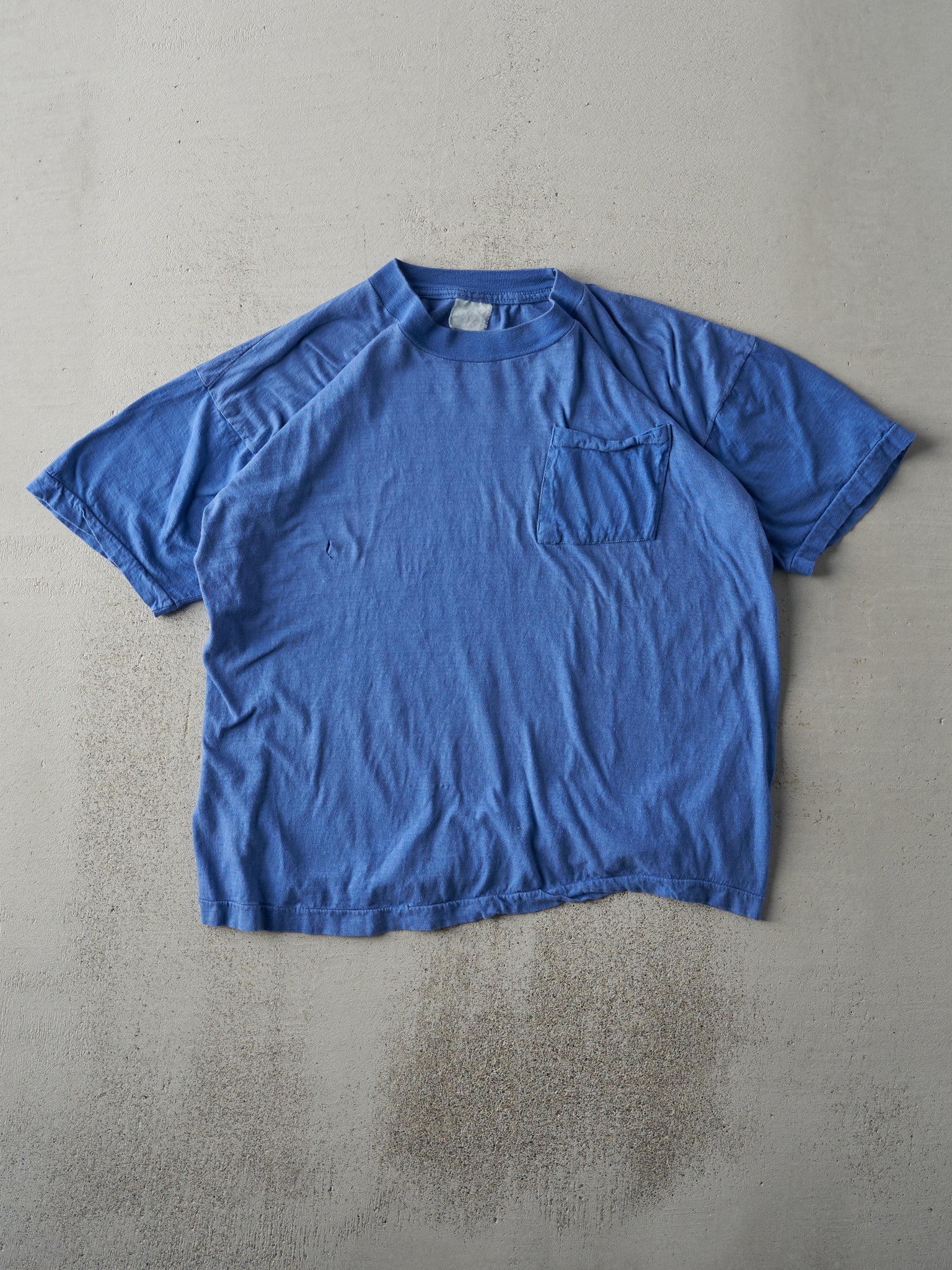 Vintage 90s Blue Blank Single Stitch Pocket Tee (M)