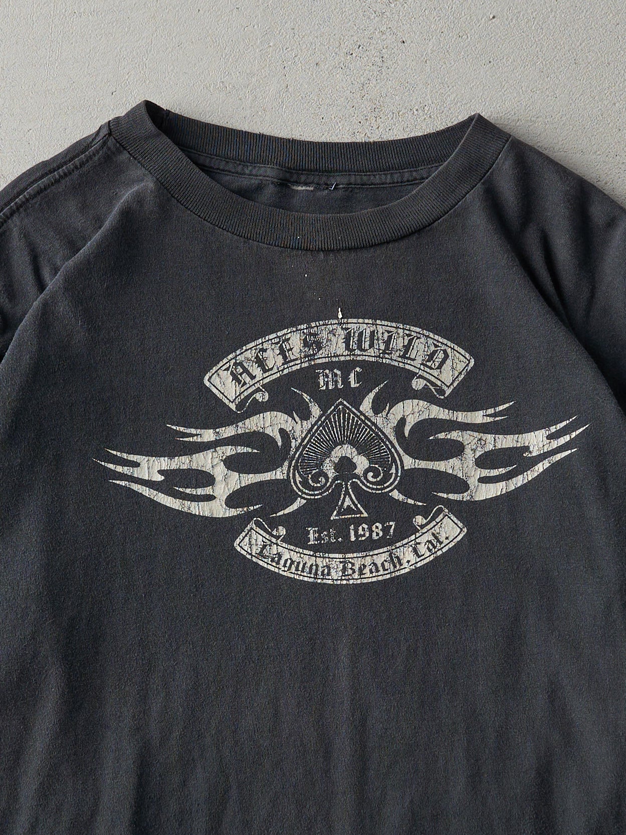Vintage 90s Faded Black Aces Wild Laguna Beach Long Sleeve (M)