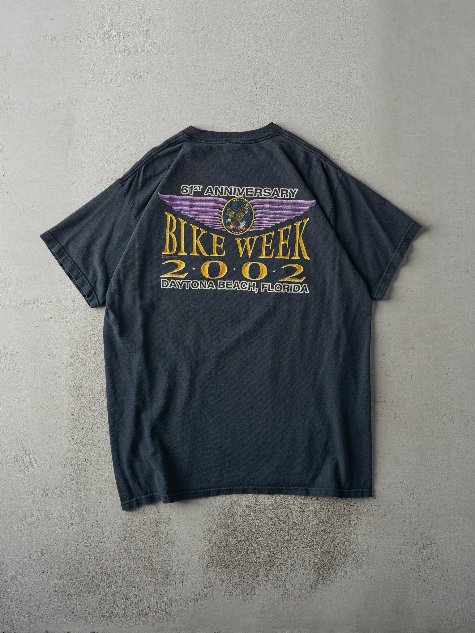 Vintage 02' Black Bike Week Daytona Beach FL Pocket Tee (M)