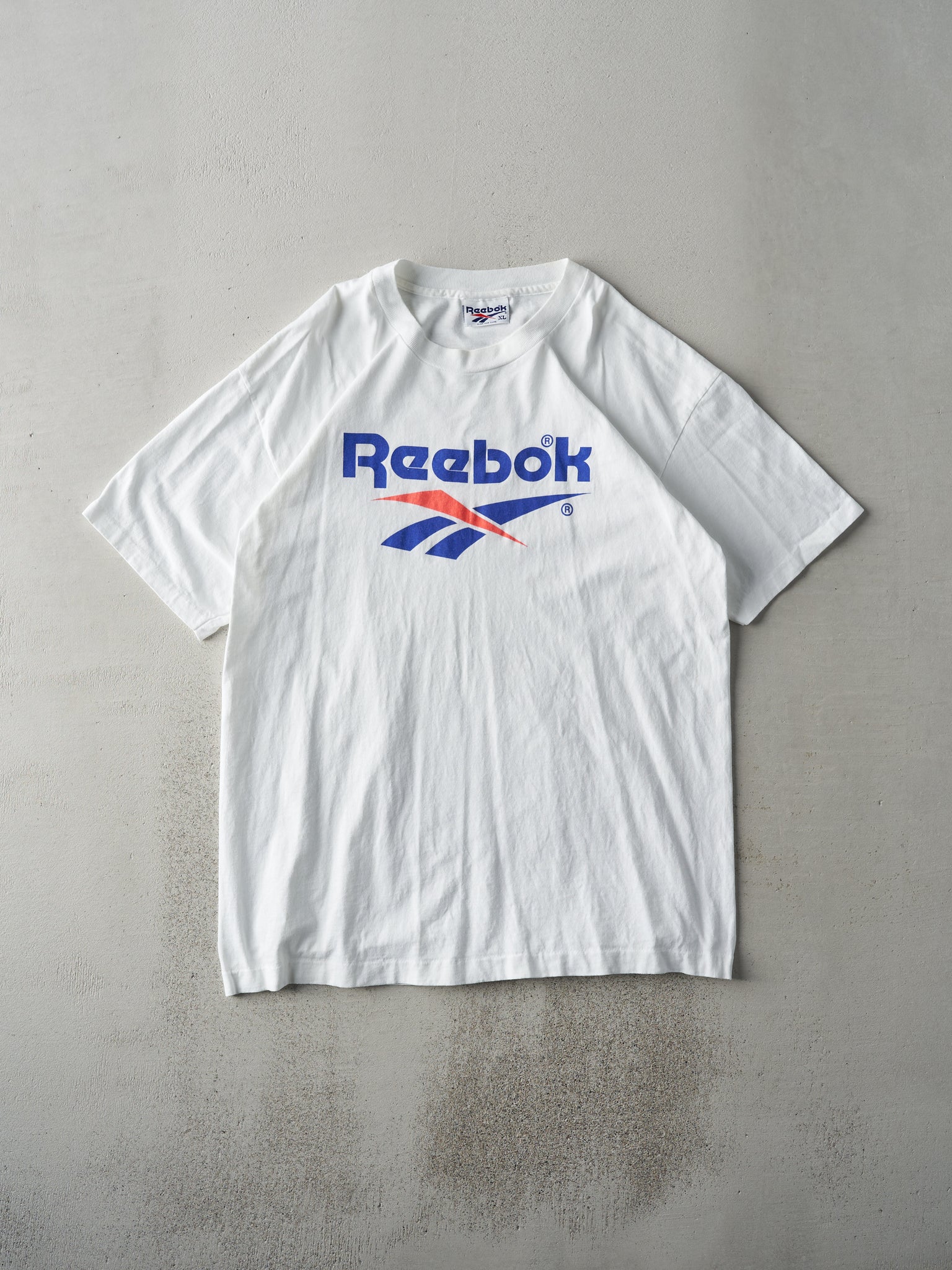 Vintage 90s White Reebok Logo Single Stitch Long Tee (M/L)