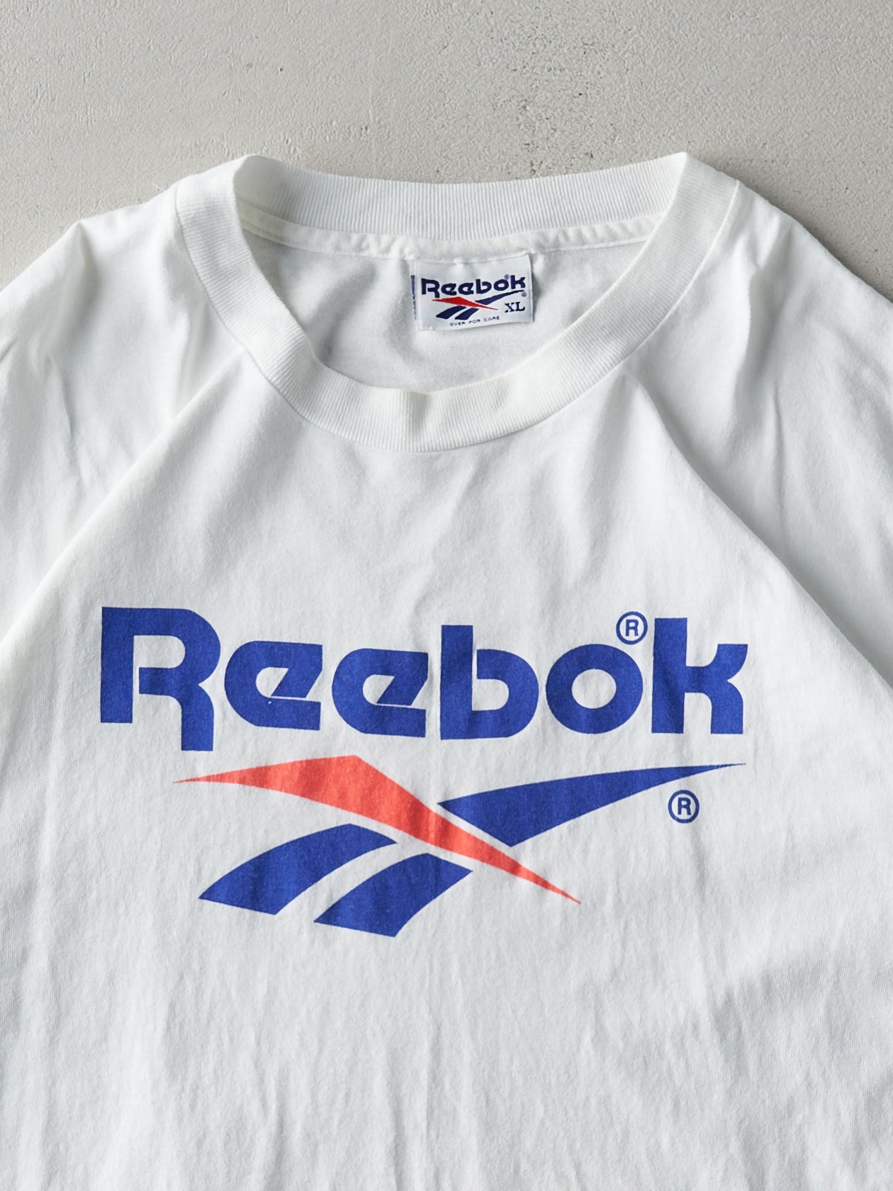 Vintage 90s White Reebok Logo Single Stitch Long Tee (M/L)