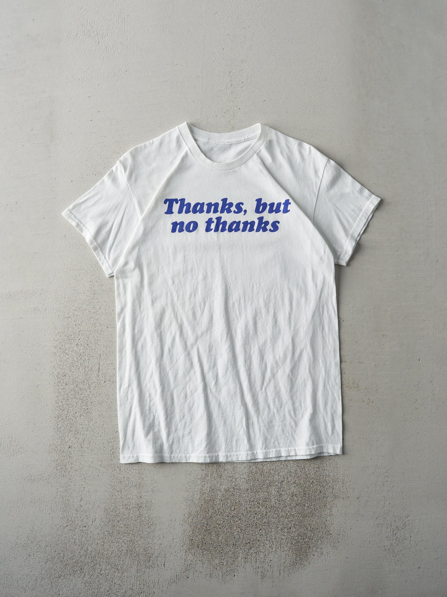 Vintage 90s White "Thanks, But No Thanks" Long Tee (S)