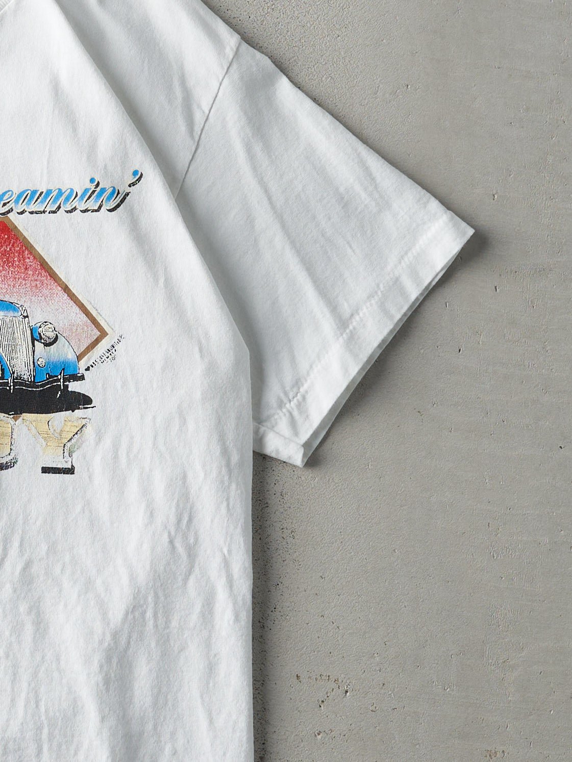 Vintage 90s White "California Dreaming, The Woody" Single Stitch Tee (S)