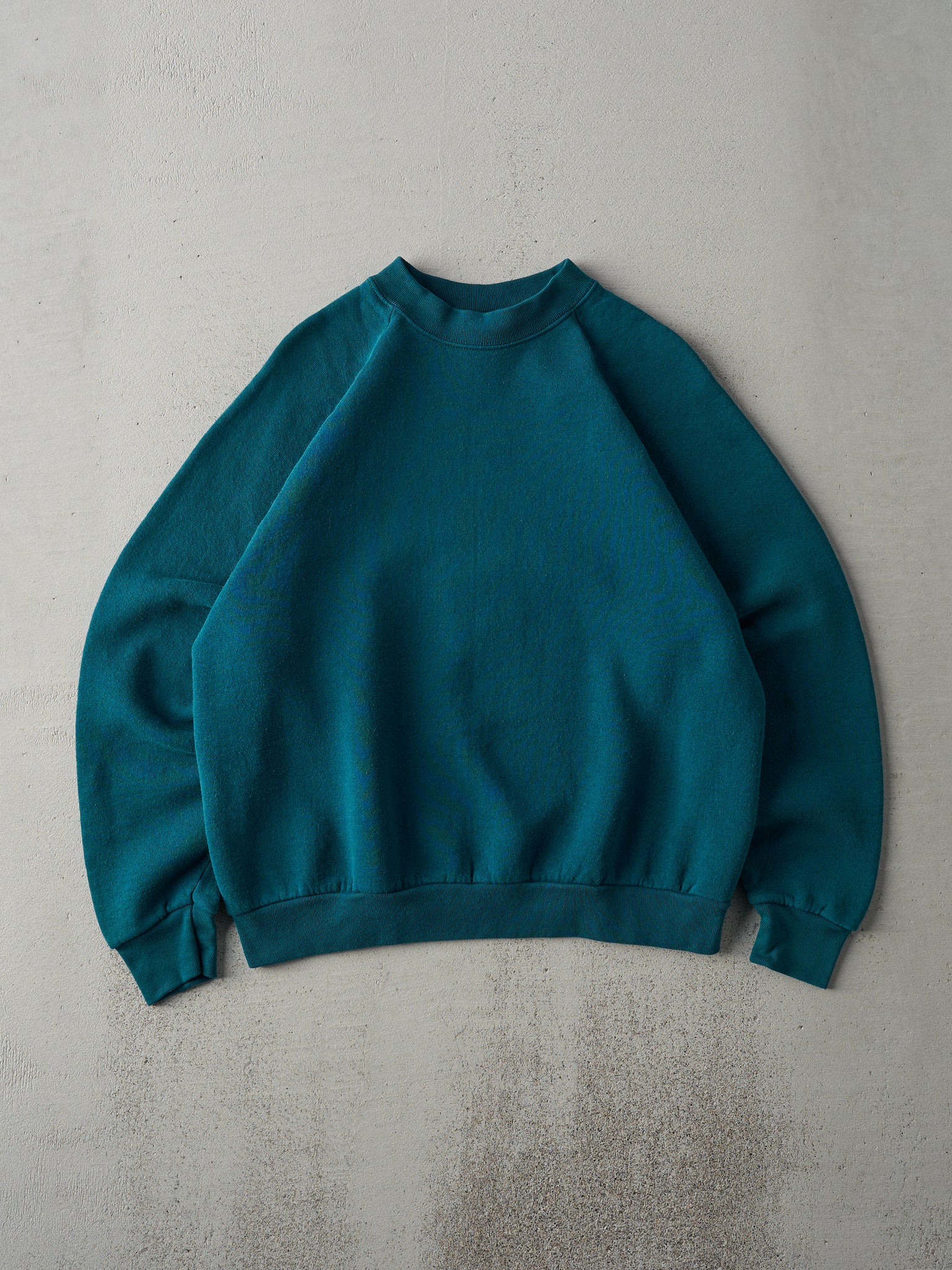 Vintage 80s Dark Teal Blue Blank Crewneck (M)