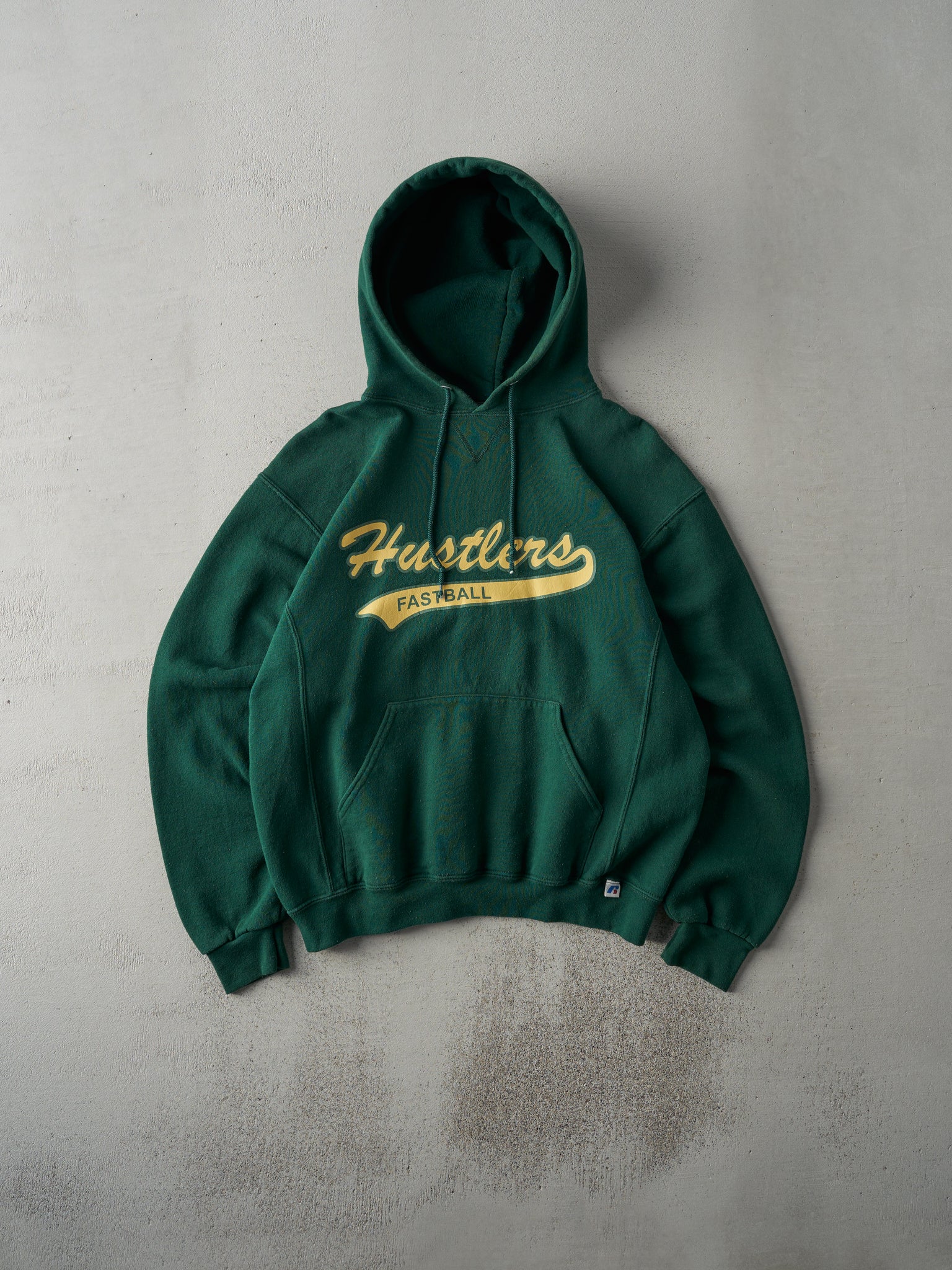 Vintage Y2K Forest Green Hustlers Fastball Russell Athletic Hoodie (M)