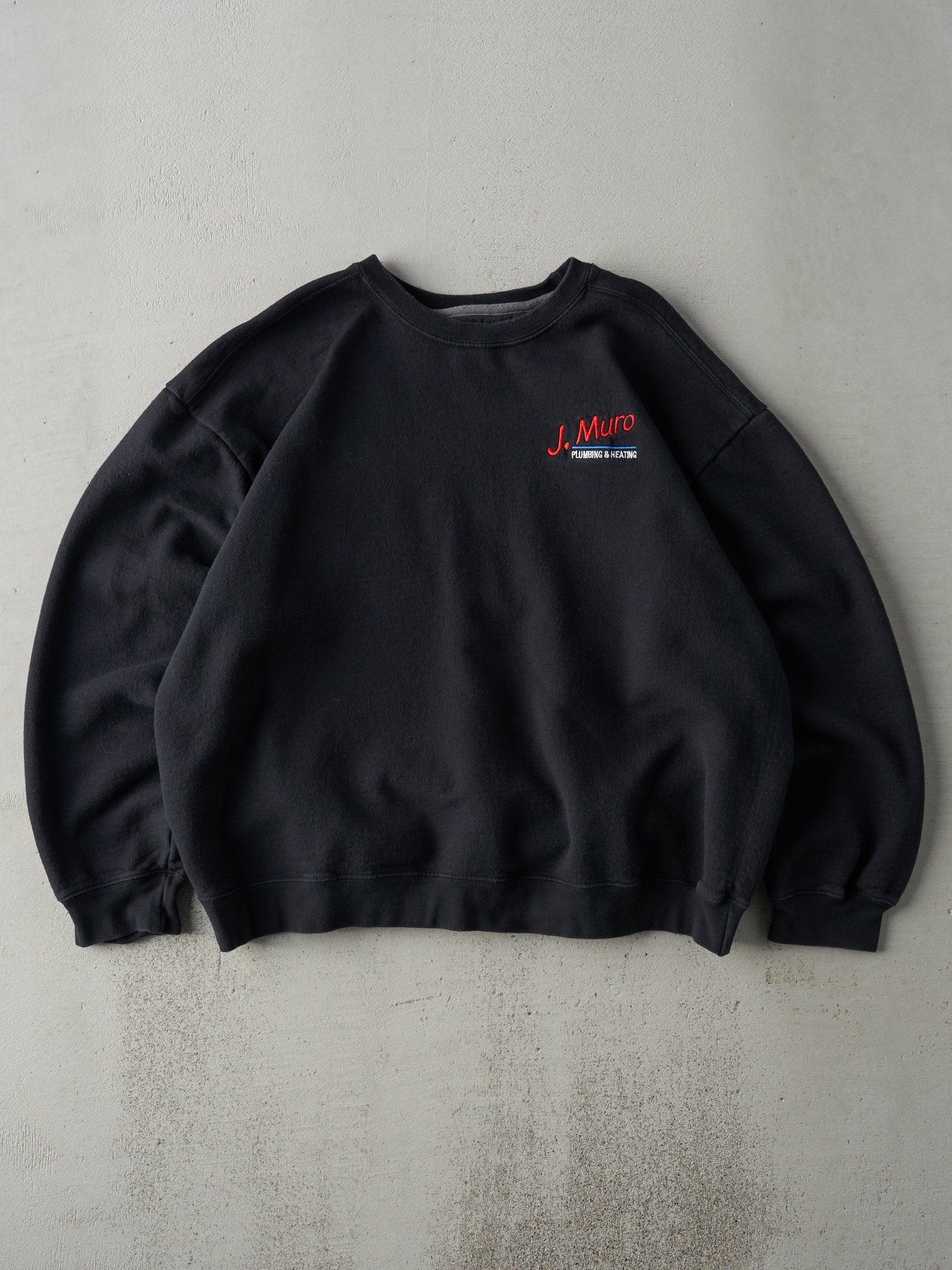 Vintage Y2K Black J. Muro Plumbing and Heating Boxy Crewneck (L)