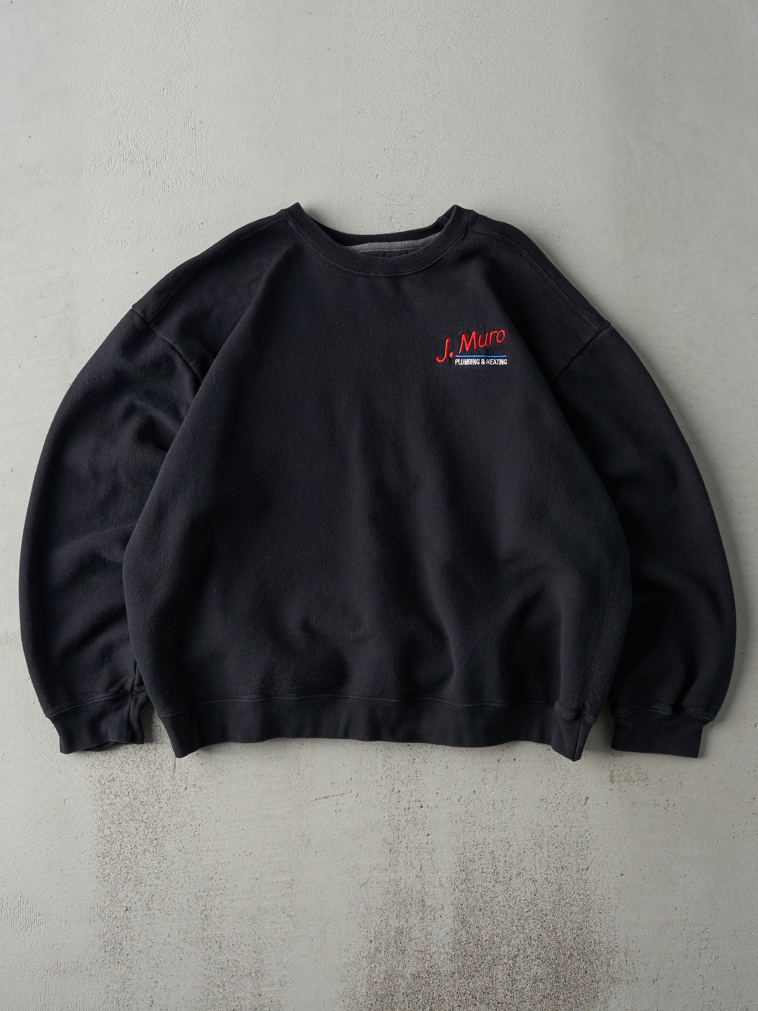 Vintage Y2K Black J. Muro Plumbing and Heating Boxy Crewneck (L)