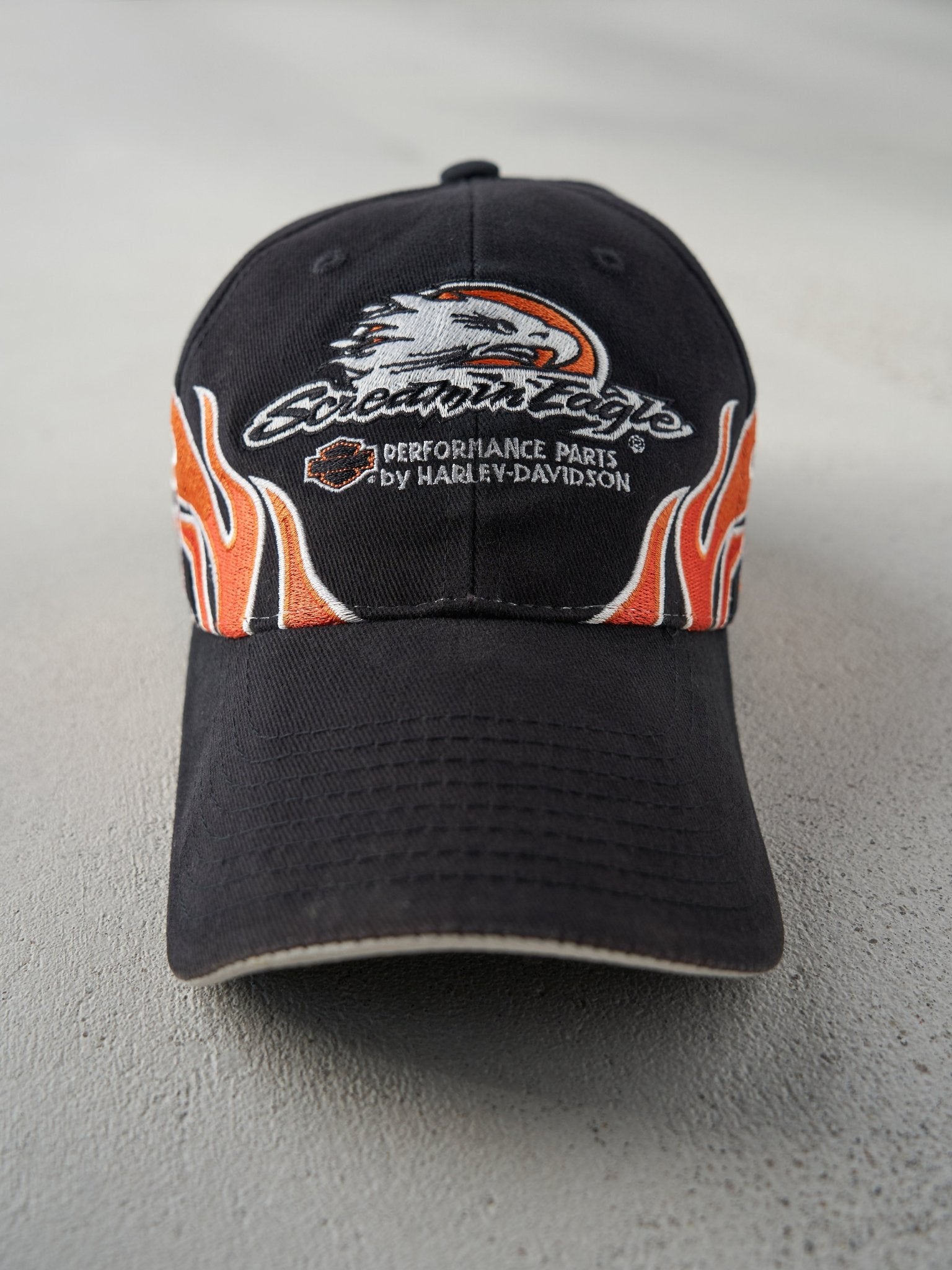 Vintage Y2K Black Screaming Eagle Harley Davidson Strapback Hat