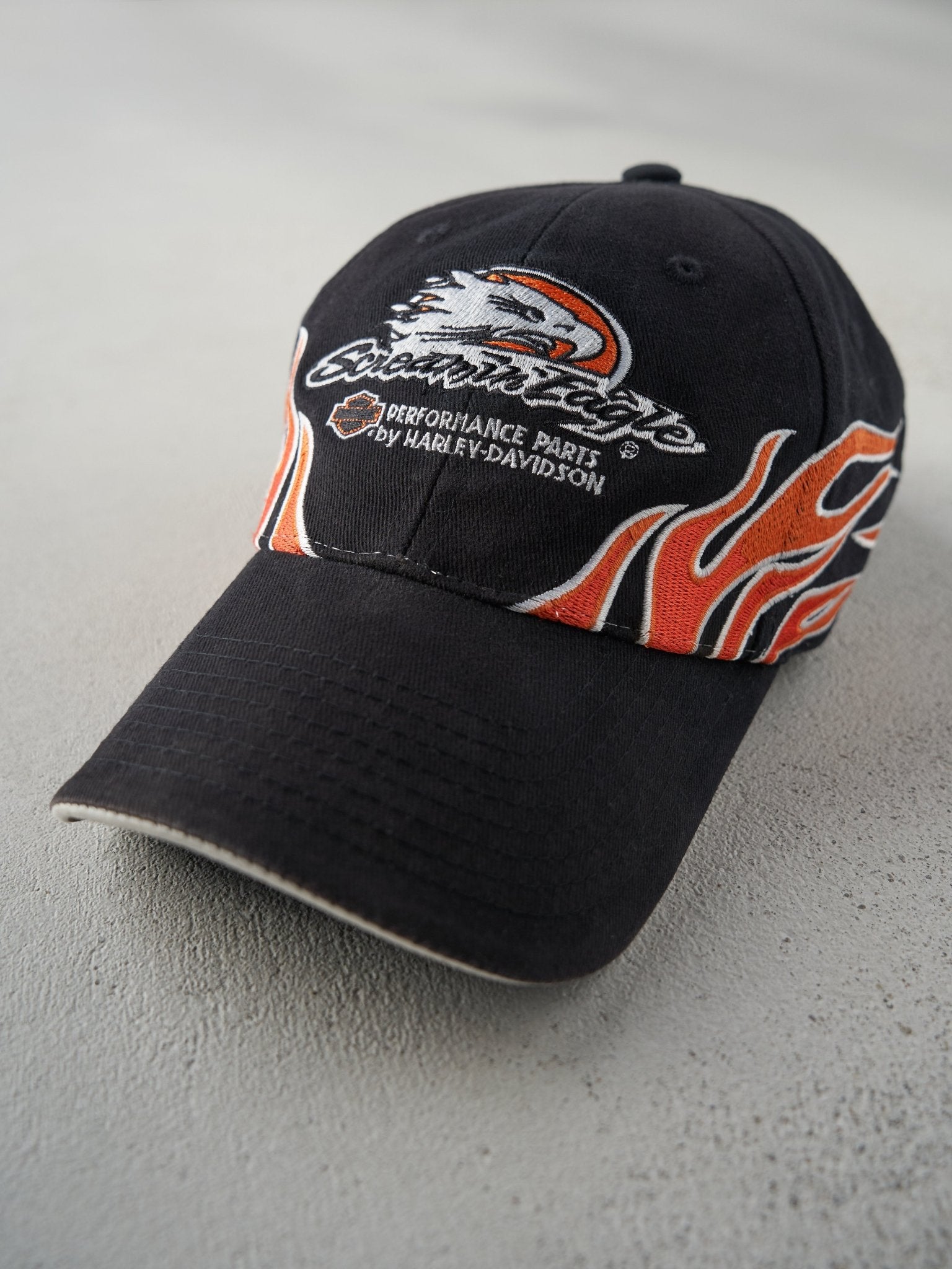 Vintage Y2K Black Screaming Eagle Harley Davidson Strapback Hat