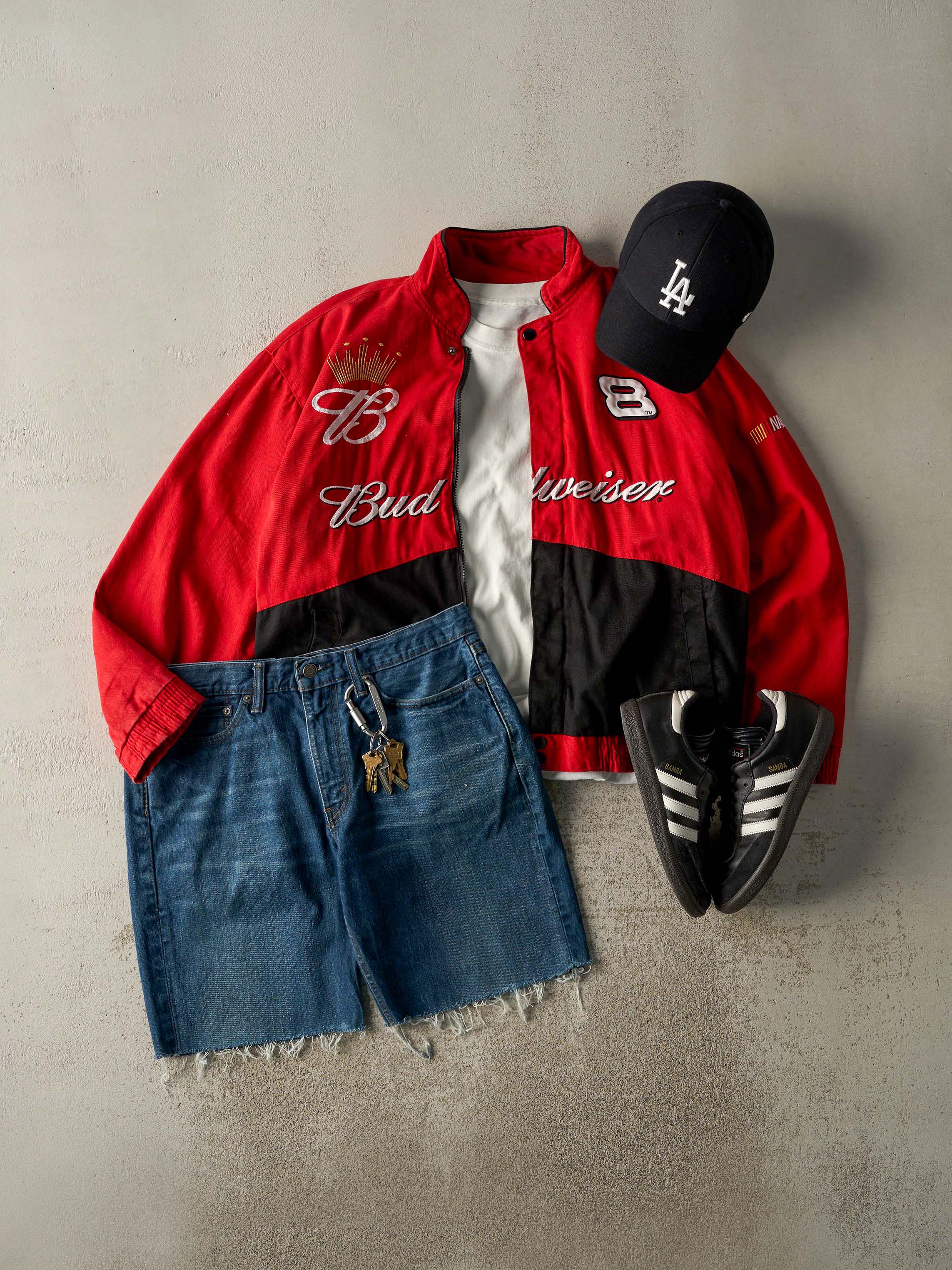 Vintage Y2K Red Budweiser Dale Earnhardt Nascar Lightweight Racing Jacket (L/XL)