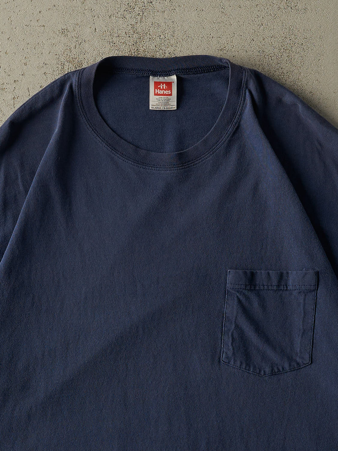 Vintage 90s Navy Blue Blank Pocket Tee (XL)