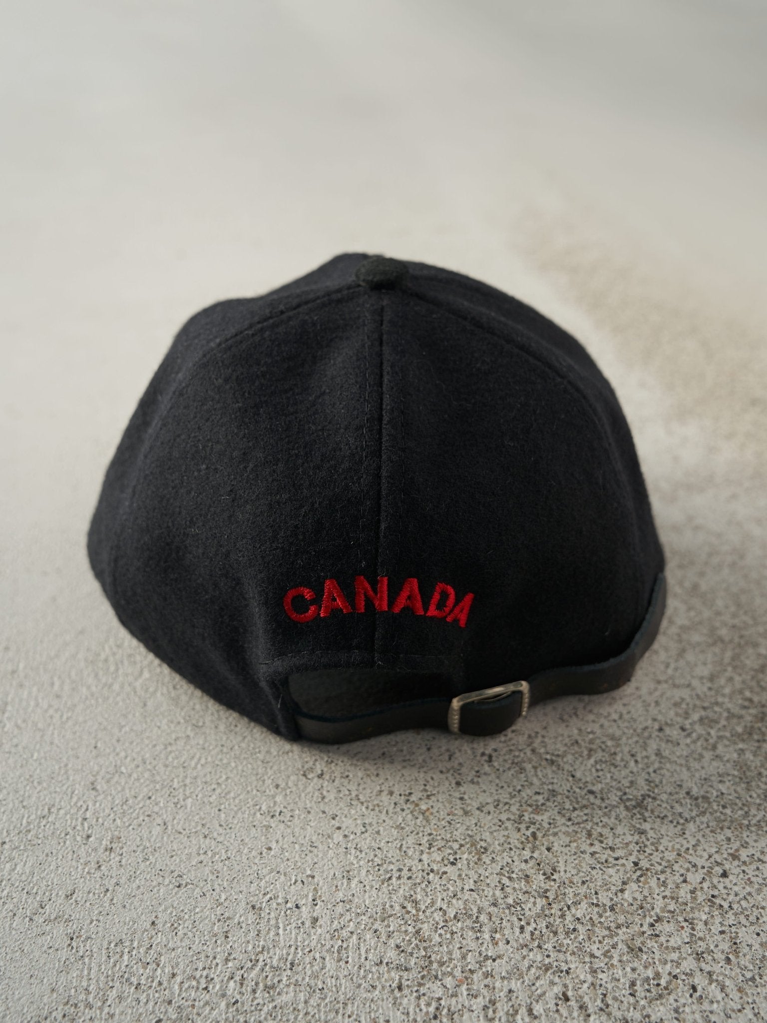 Vintage 94' Black Lilleham Mer Olympics Embroidered Leather Strapback Hat