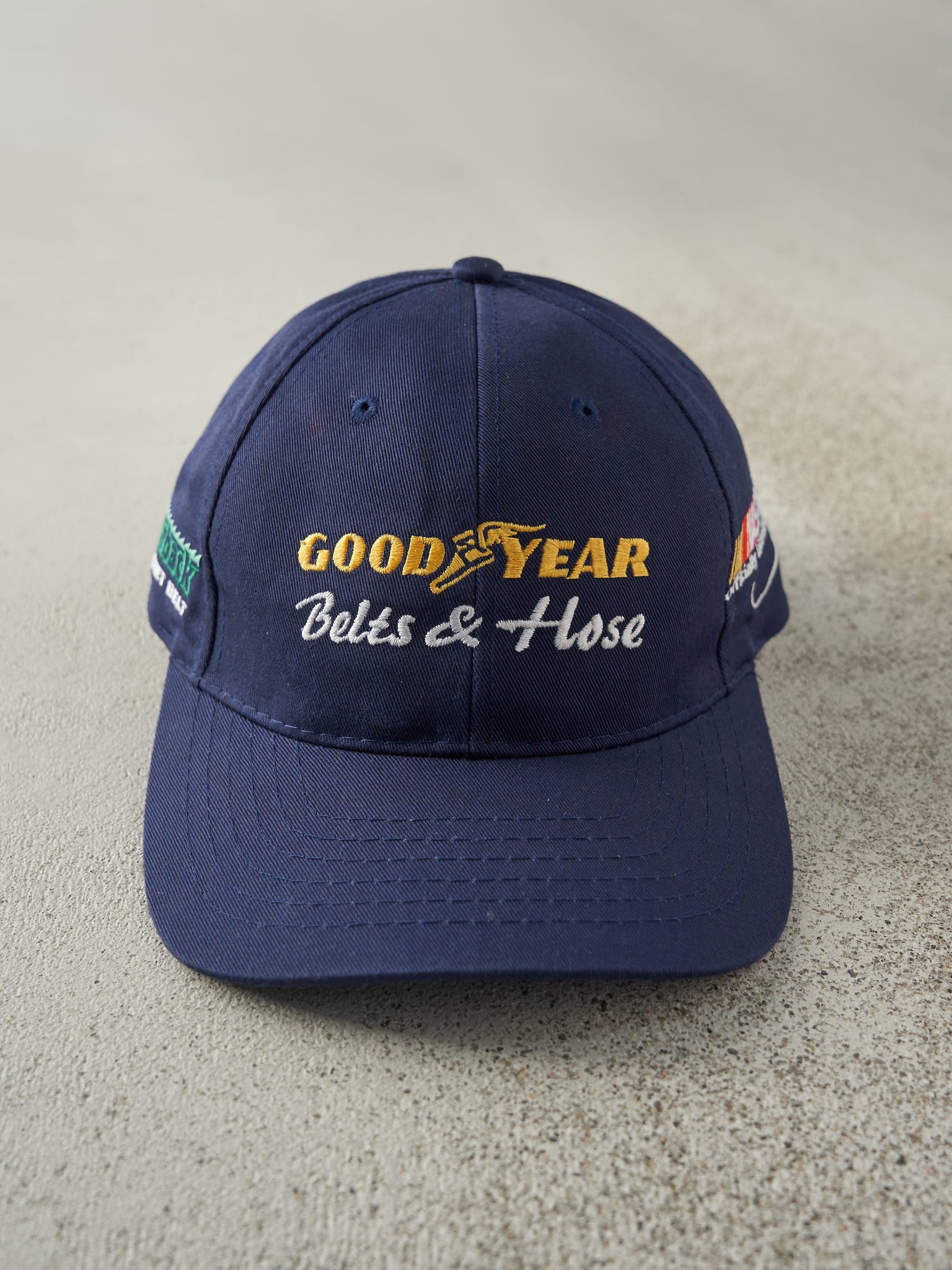 Vintage Y2K Navy Blue Embroidered Goodyear Nascar Racing Velcro Back Hat