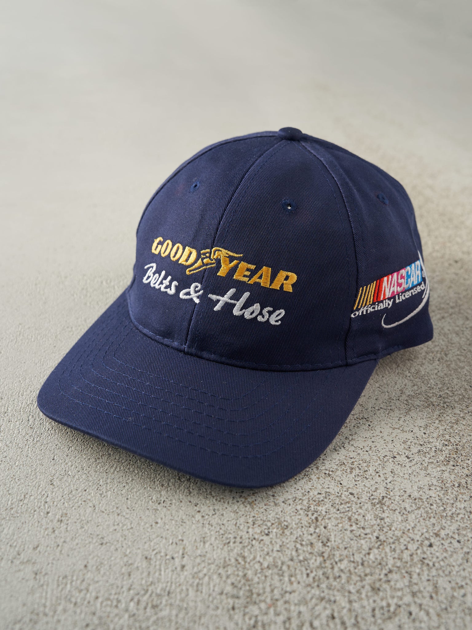 Vintage Y2K Navy Blue Embroidered Goodyear Nascar Racing Velcro Back Hat