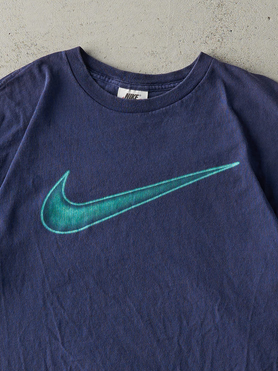 Vintage 90s Navy Blue Big Nike Swoosh Tee (M)