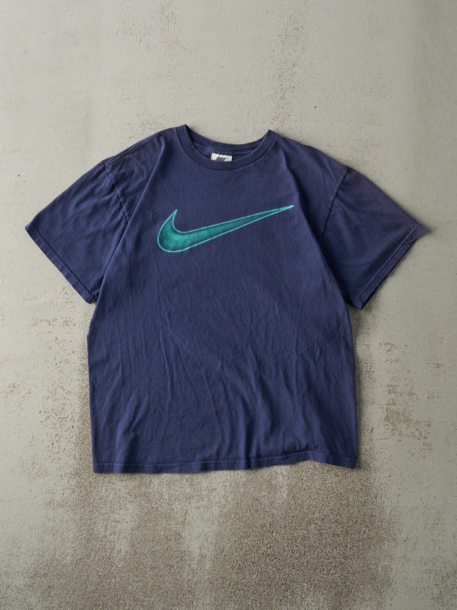 Vintage 90s Navy Blue Big Nike Swoosh Tee (M)