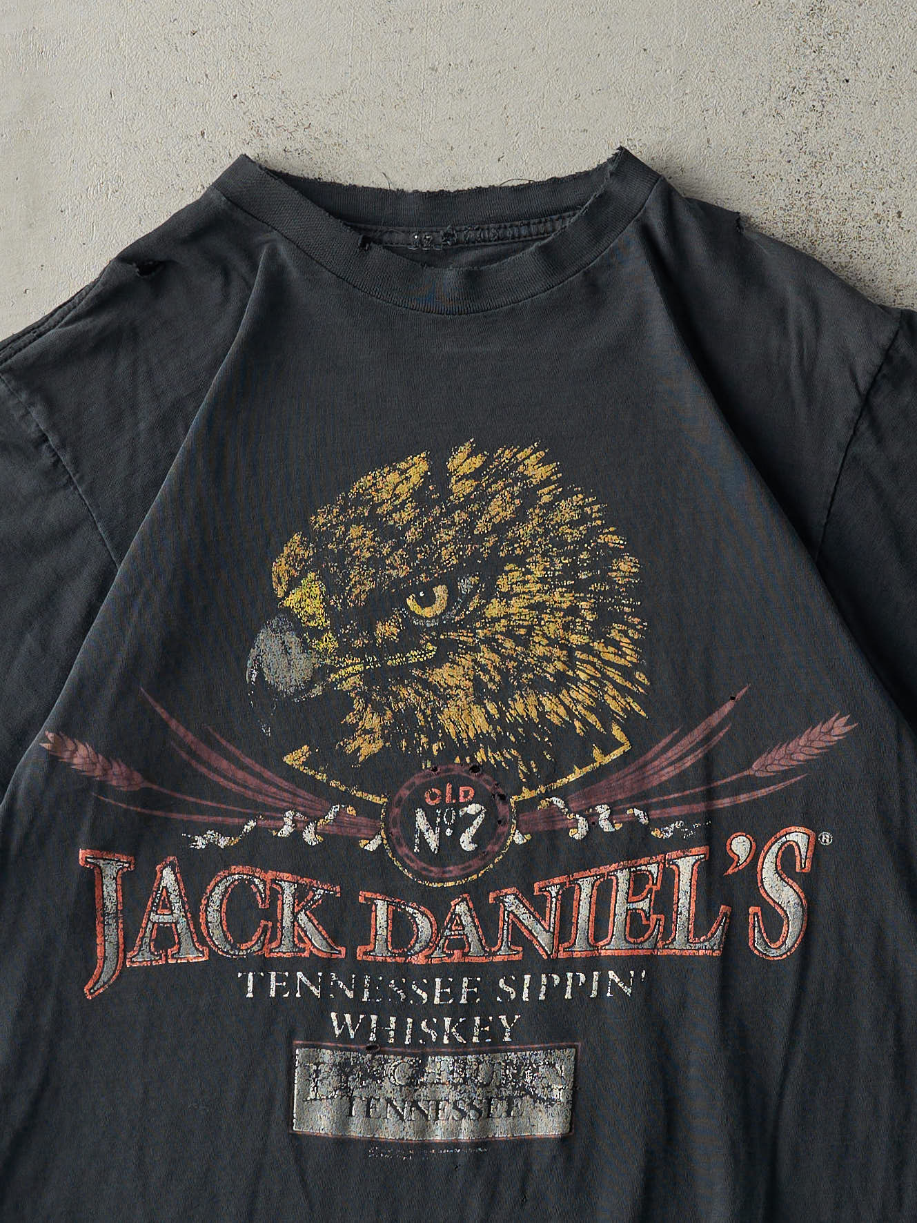 Vintage 90s Faded Black Jack Daniels Single Stitch Tee (M)