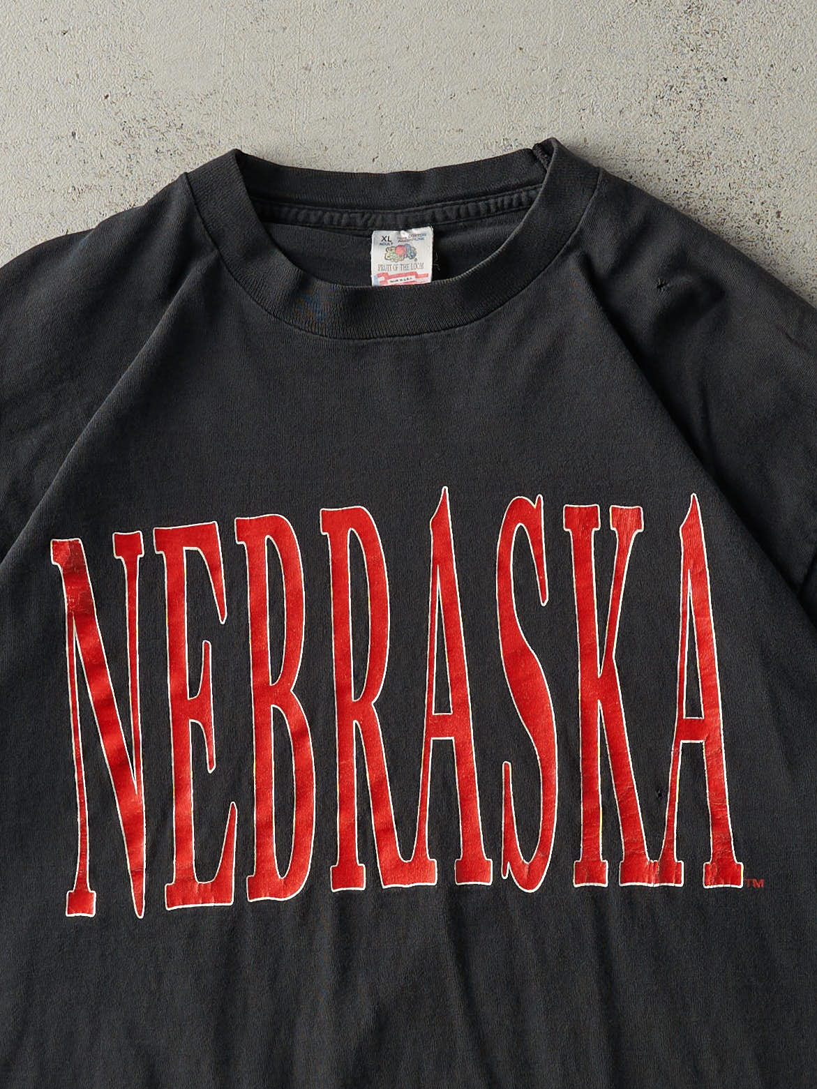 Vintage 90s Black Nebraska University Single Stitch Tee (L)