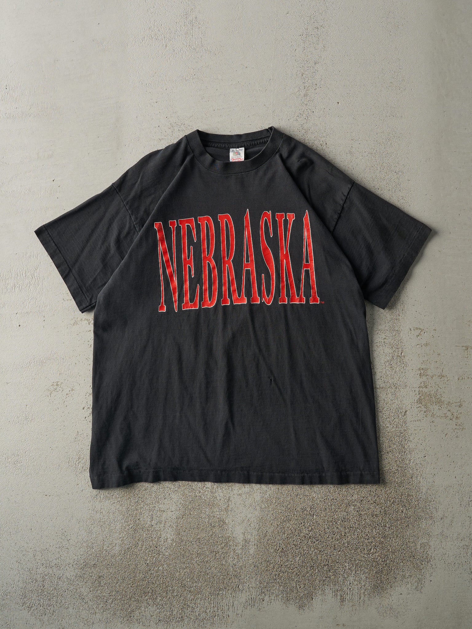 Vintage 90s Black Nebraska University Single Stitch Tee (L)