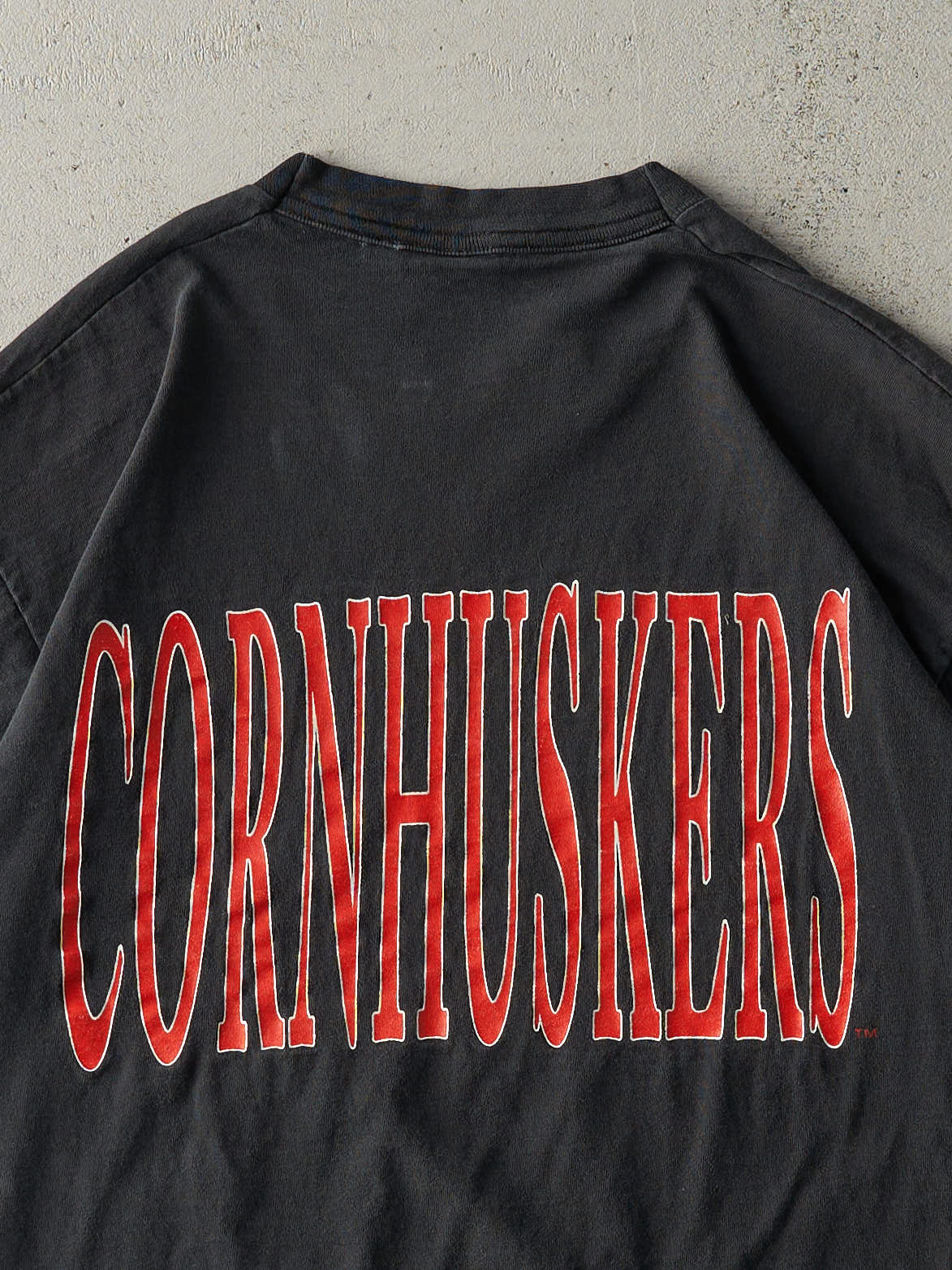 Vintage 90s Black Nebraska University Single Stitch Tee (L)