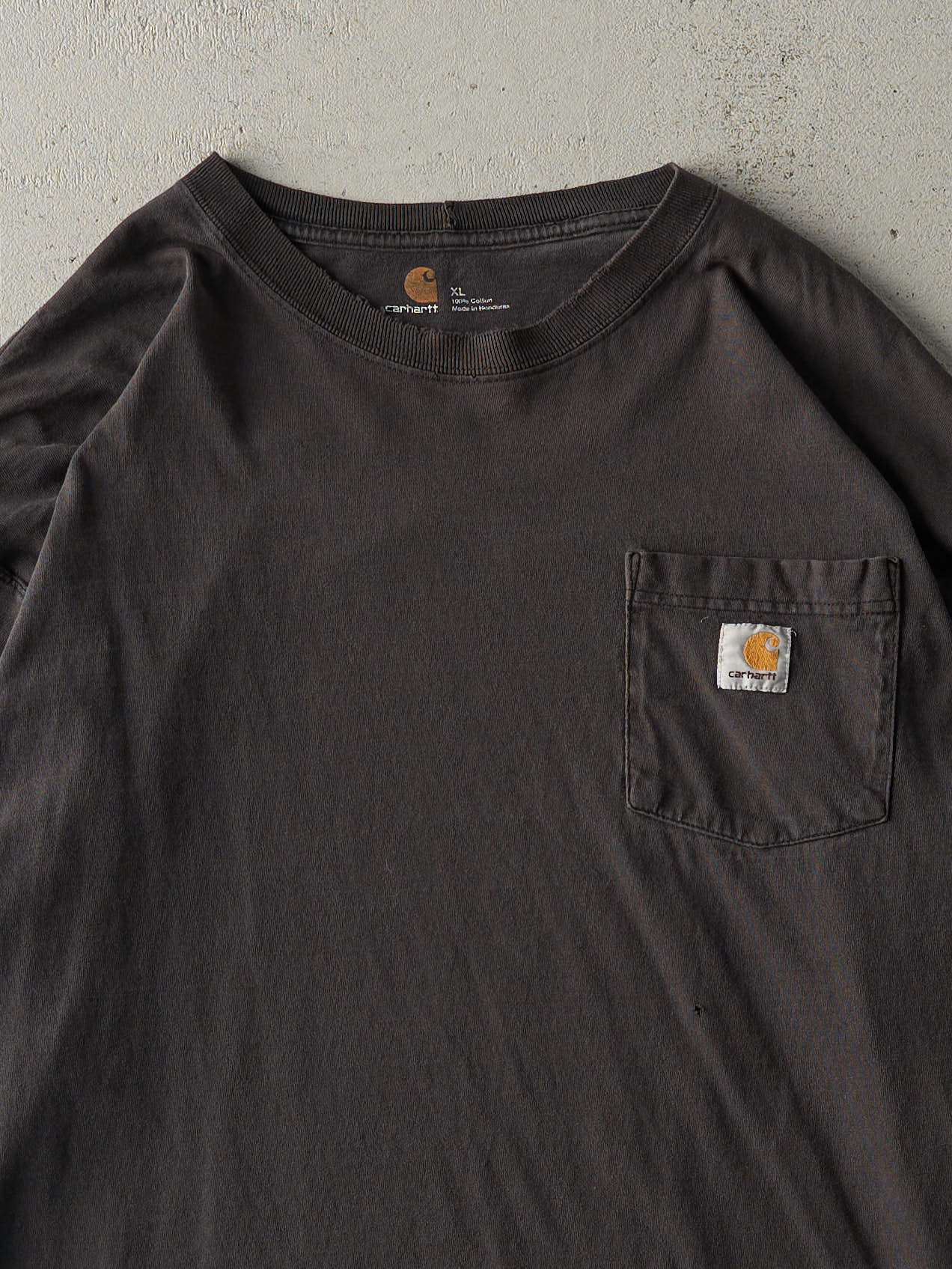 Vintage Y2K Faded Black Carhartt Pocket Long Sleeve (XL)