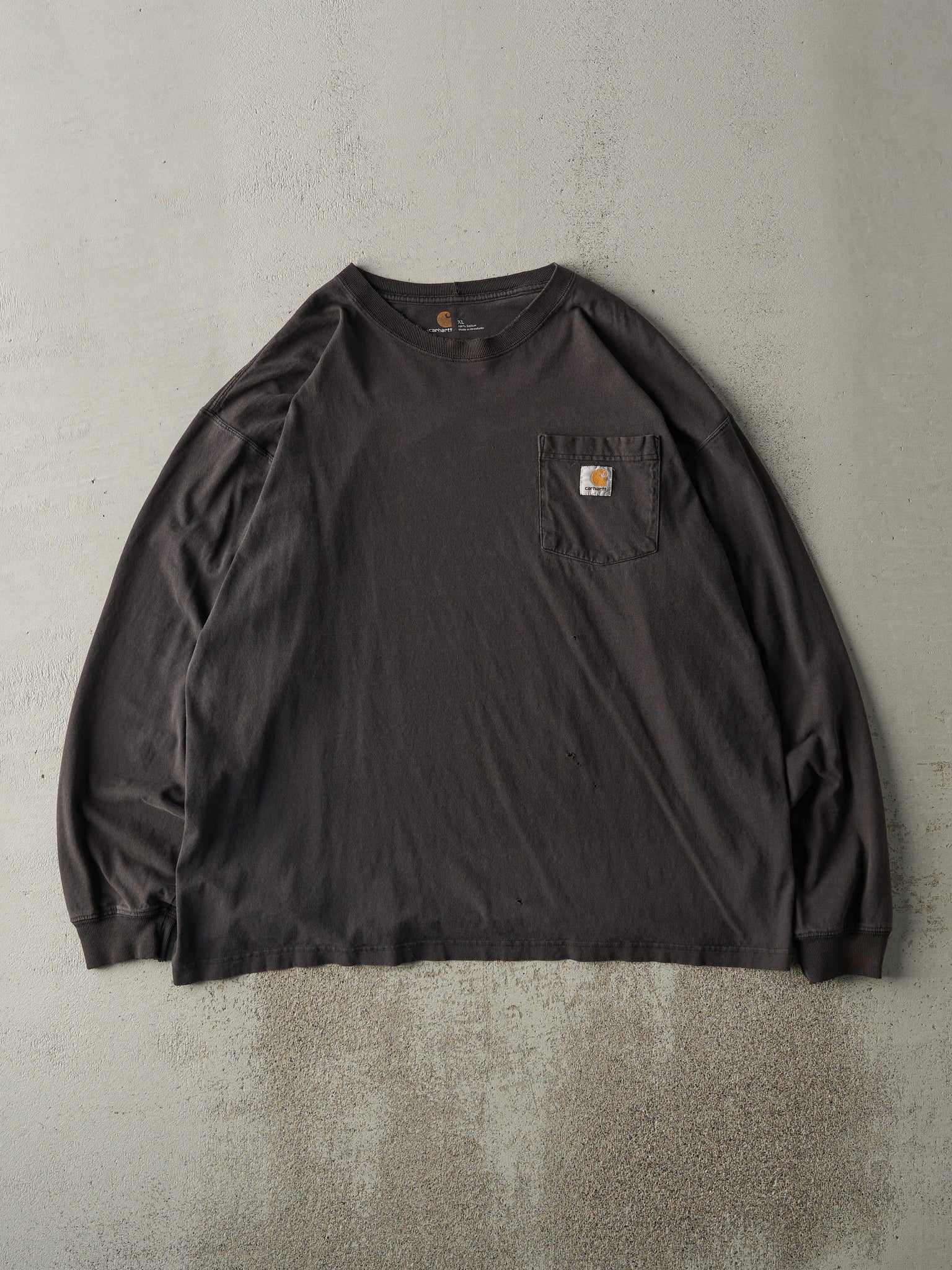 Vintage Y2K Faded Black Carhartt Pocket Long Sleeve (XL)