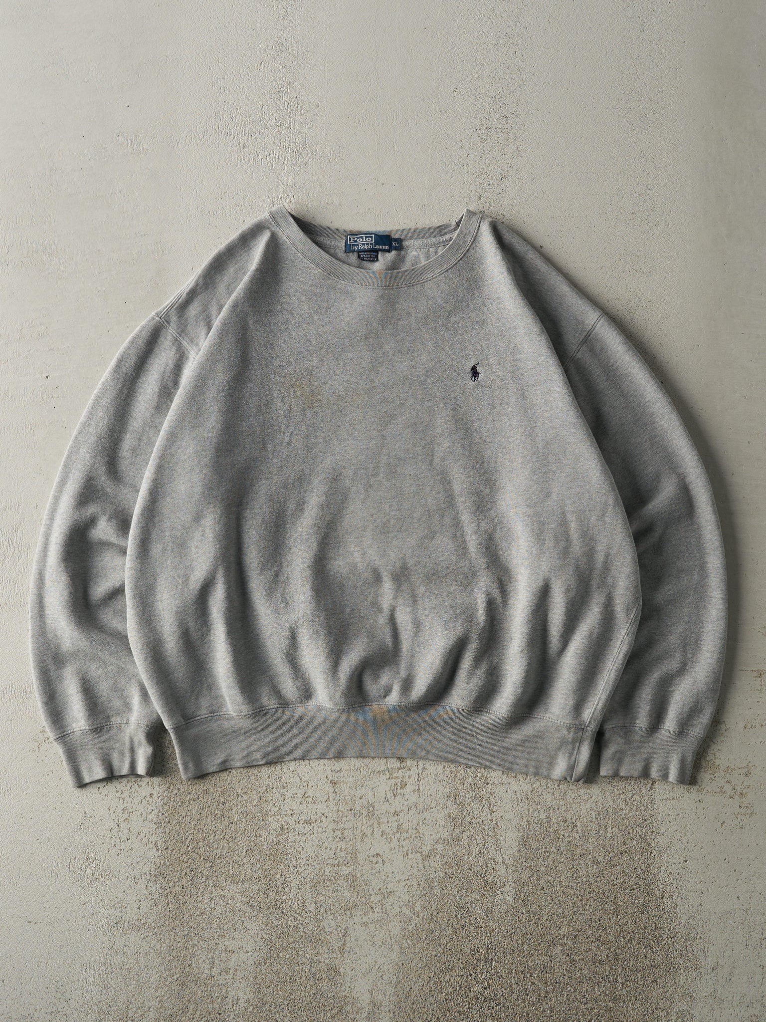 Vintage 90s Grey Polo by Ralph Lauren Embroidered Boxy Crewneck (L/XL)