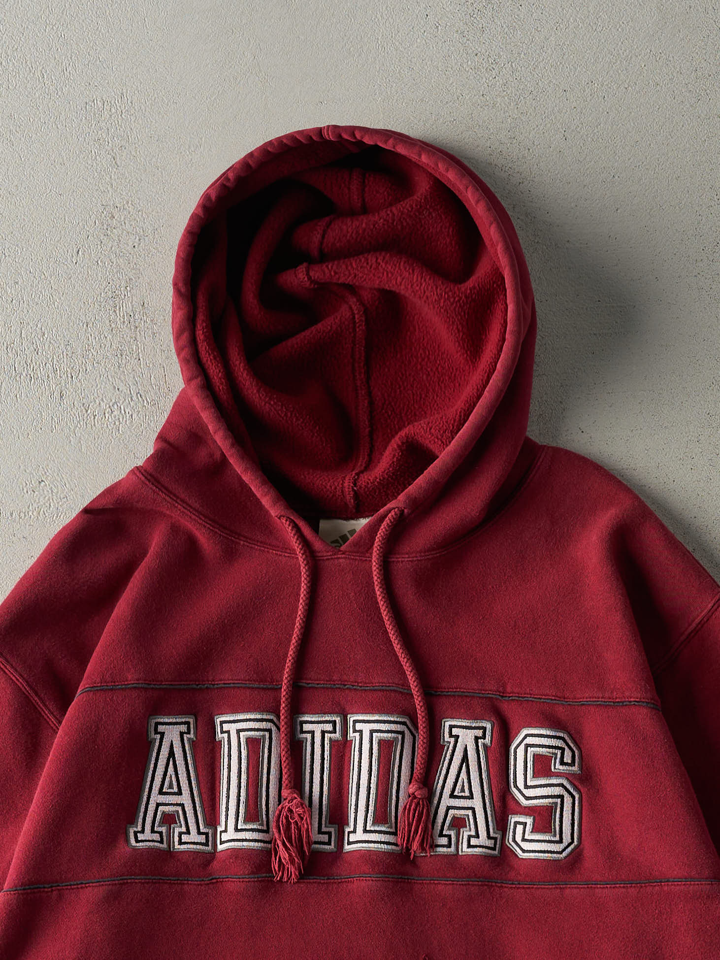 Vintage Y2K Burgundy Embroidered Adidas Hoodie (XL)